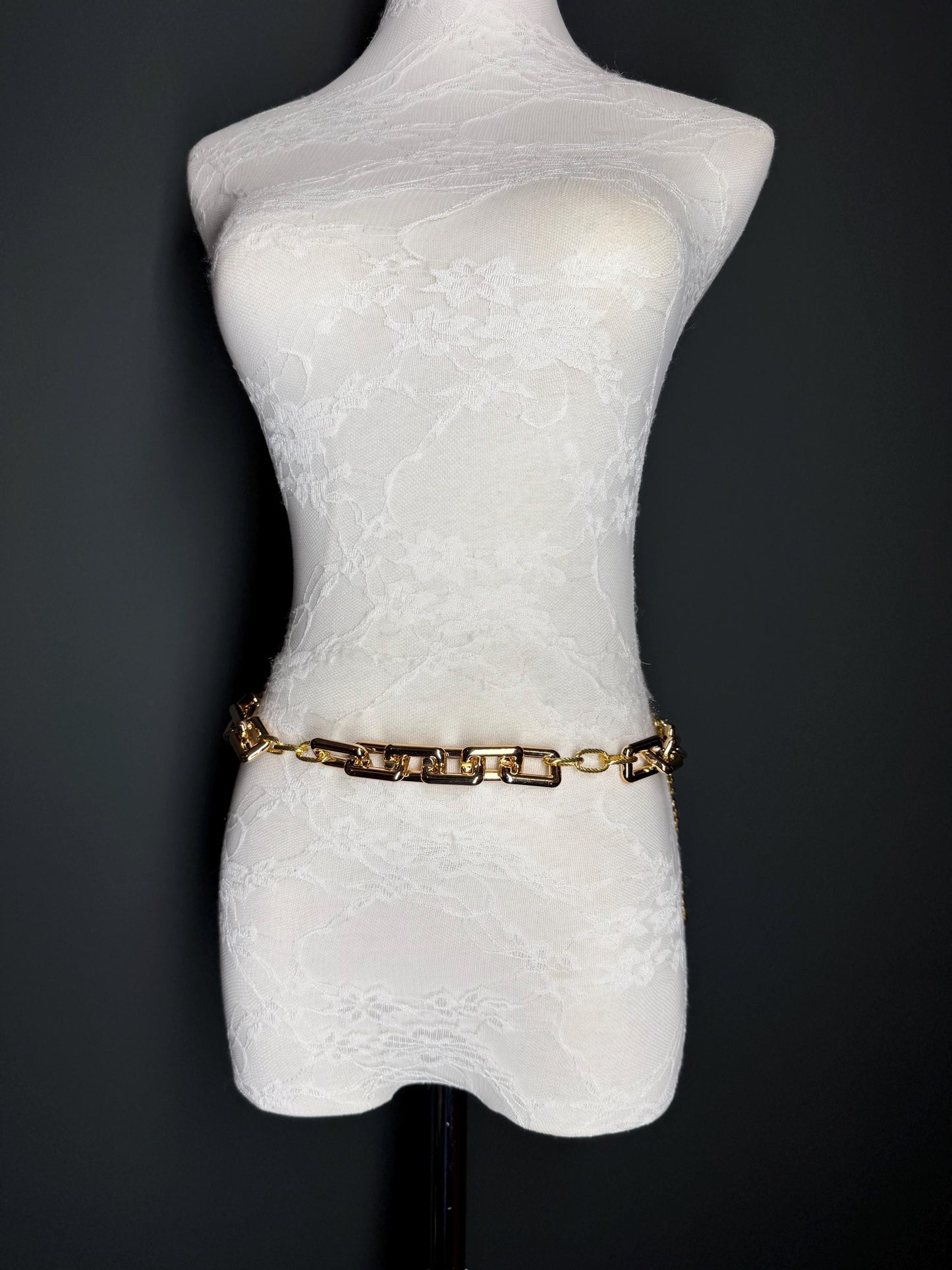 Rose Gold Chain Link Belt, Adjustable Fashion Belt