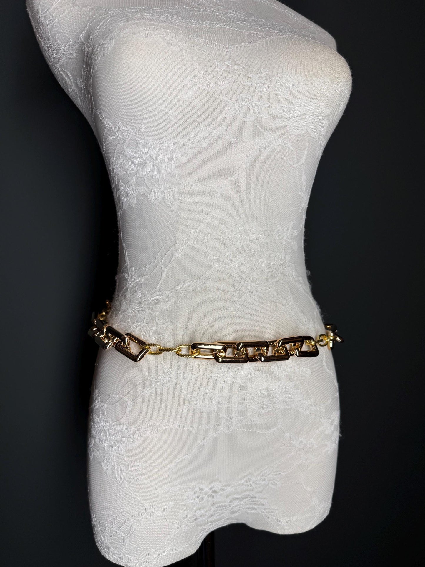 Rose Gold Chain Link Belt, Adjustable Fashion Belt