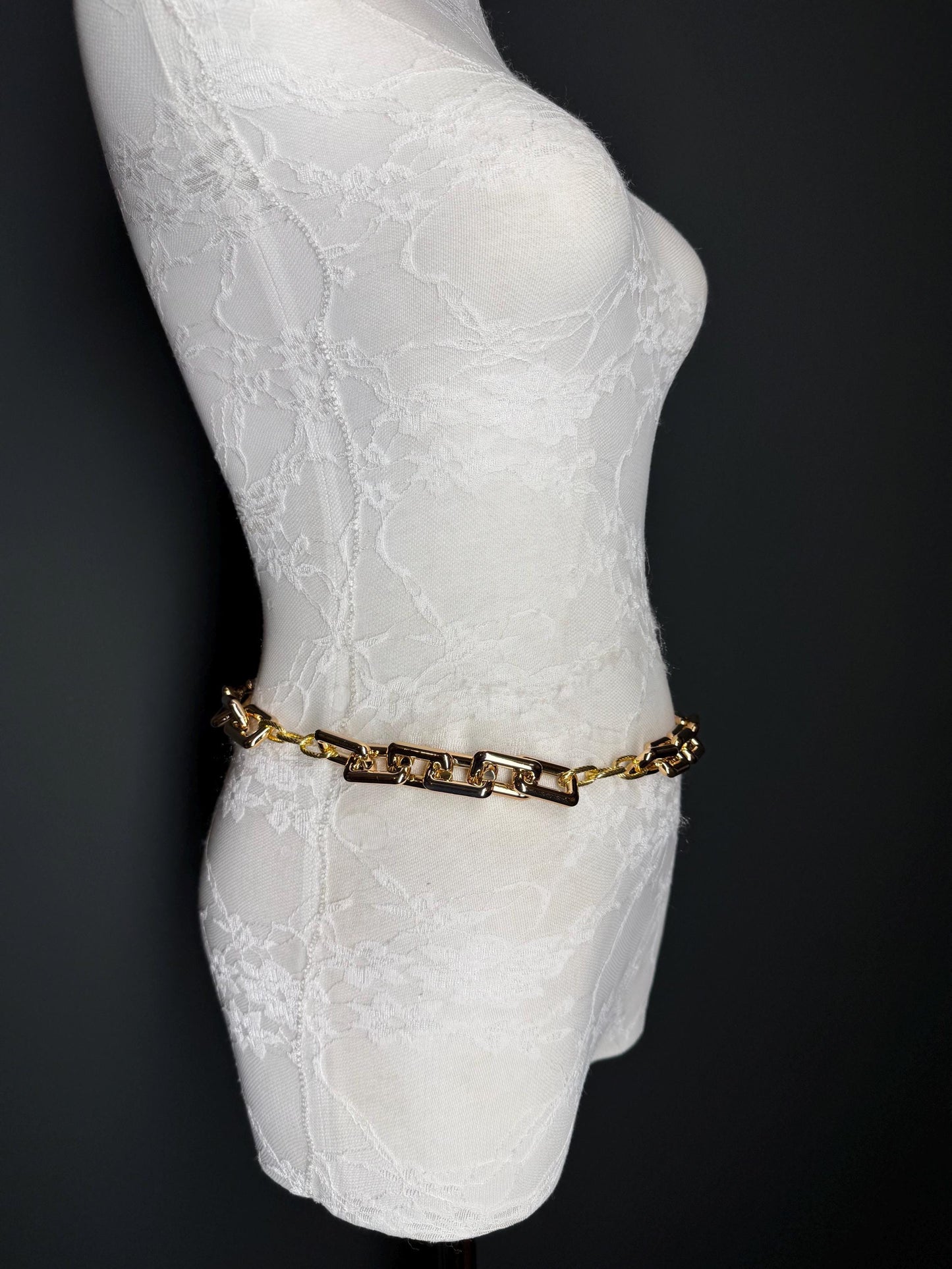 Rose Gold Chain Link Belt, Adjustable Fashion Belt