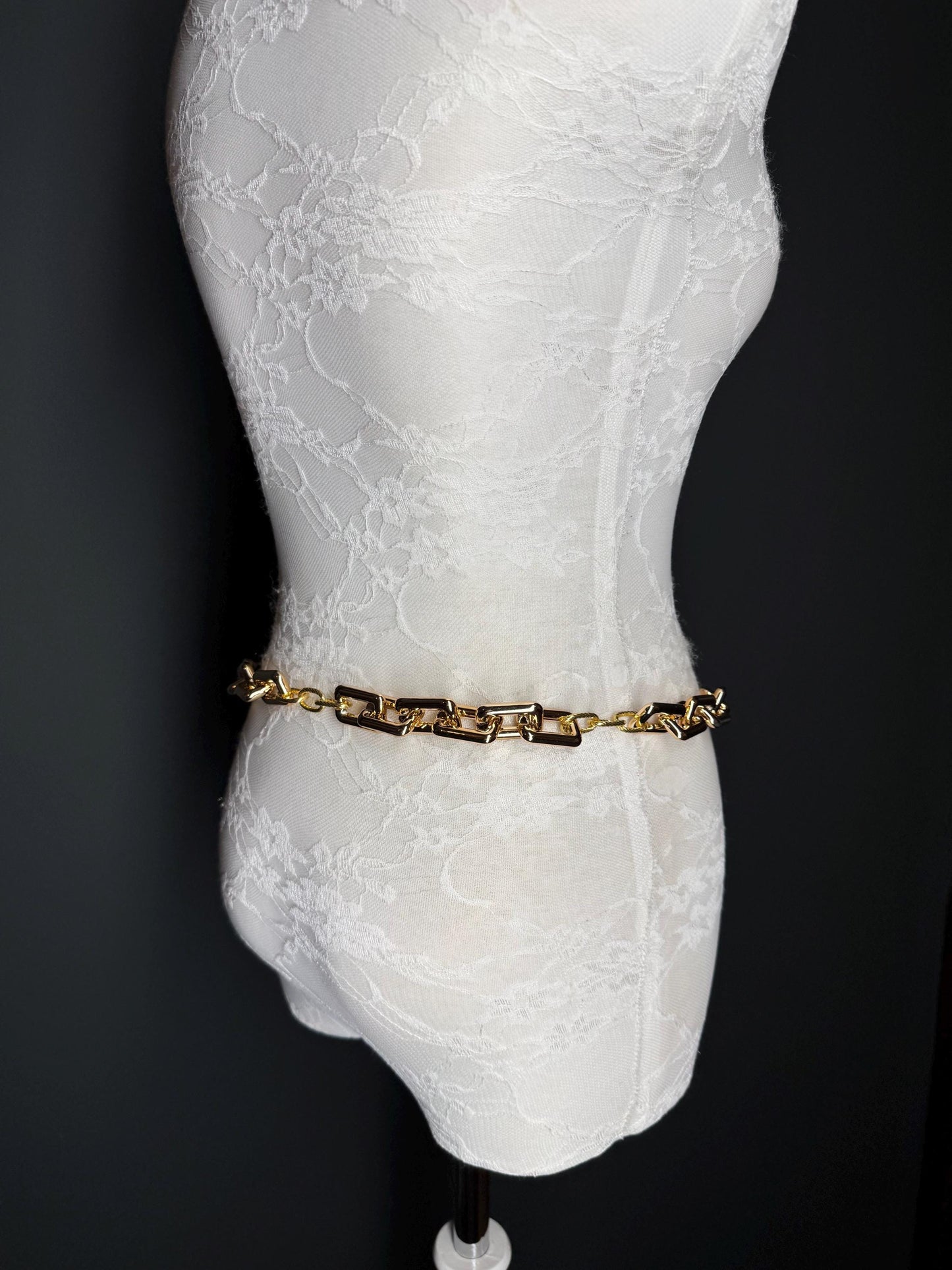 Rose Gold Chain Link Belt, Adjustable Fashion Belt