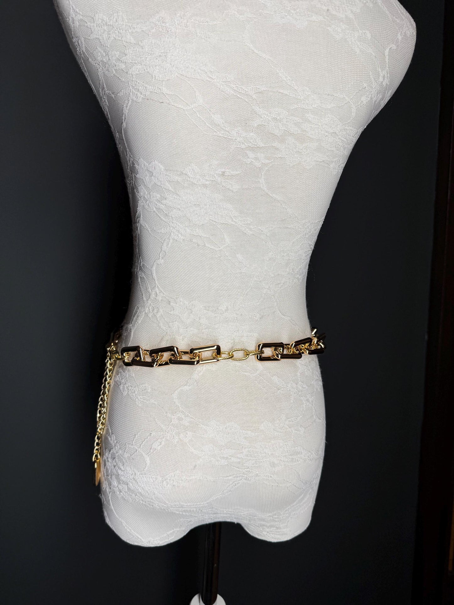 Rose Gold Chain Link Belt, Adjustable Fashion Belt