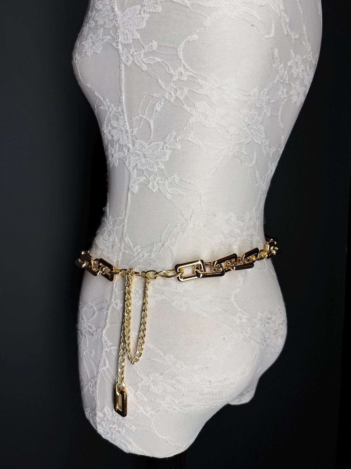 Rose Gold Chain Link Belt, Adjustable Fashion Belt