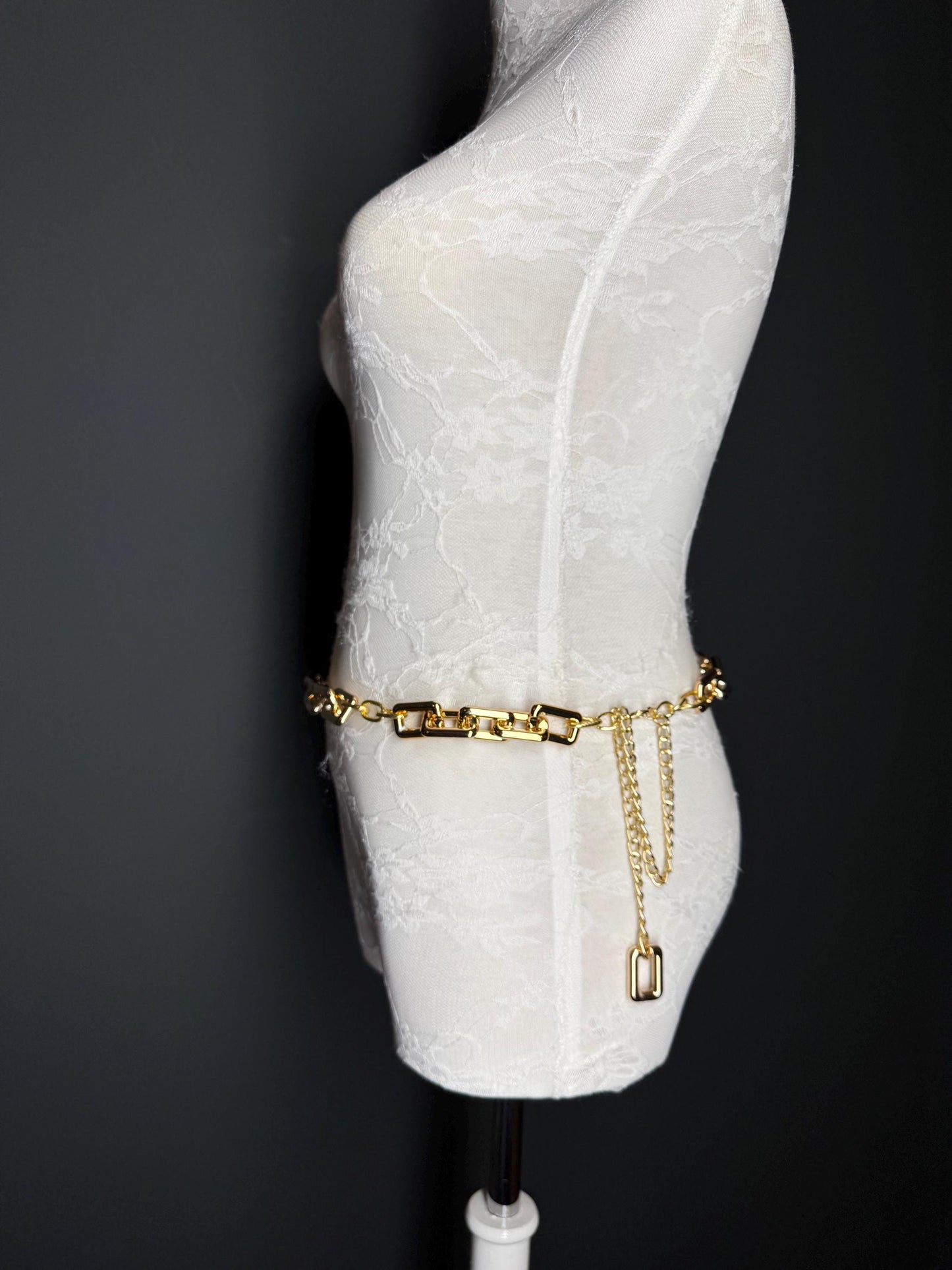 Rose Gold Chain Link Belt, Adjustable Fashion Belt