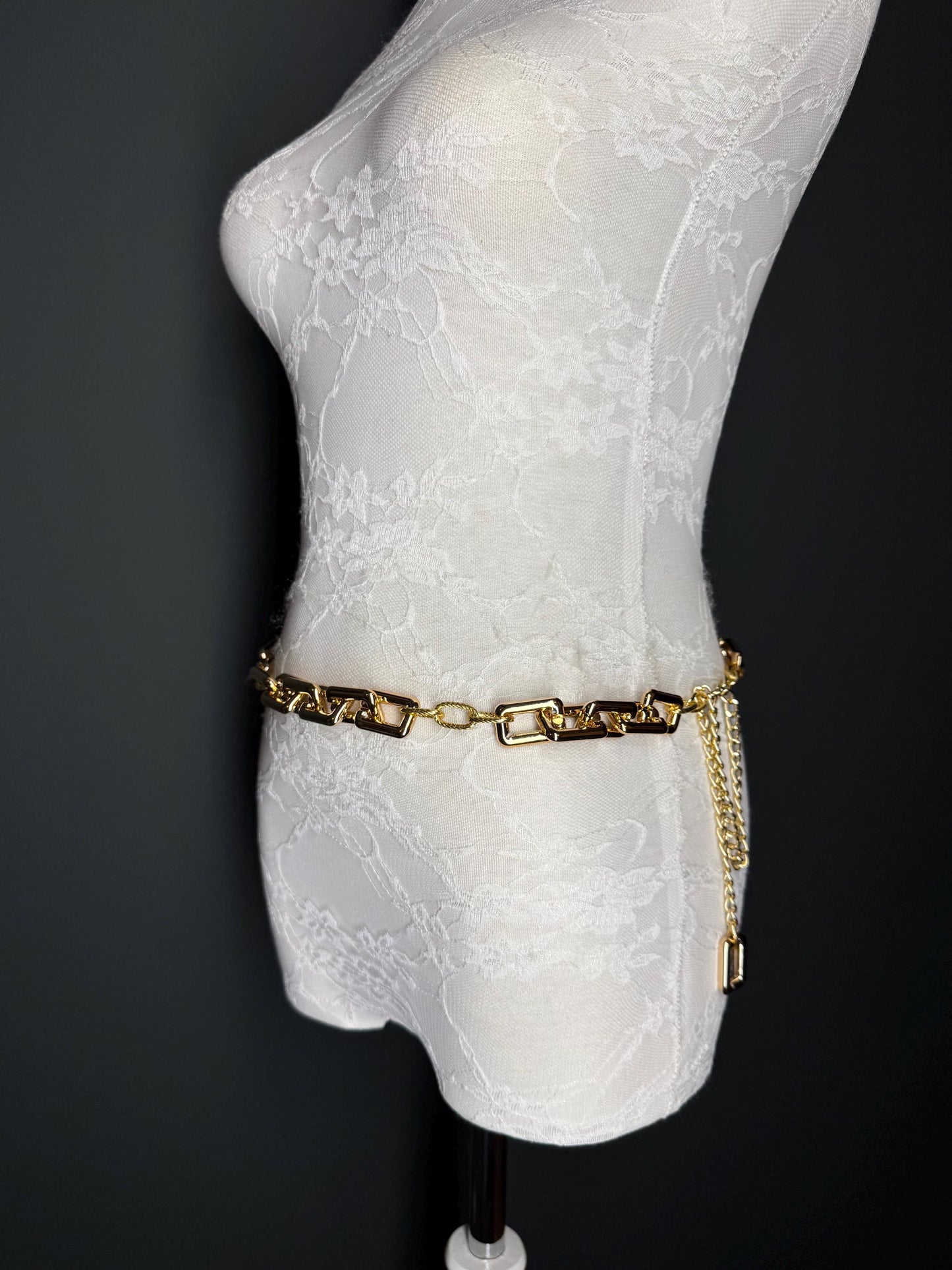 Rose Gold Chain Link Belt, Adjustable Fashion Belt