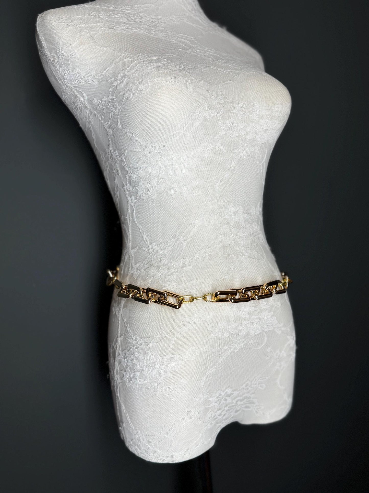 Rose Gold Chain Link Belt, Adjustable Fashion Belt