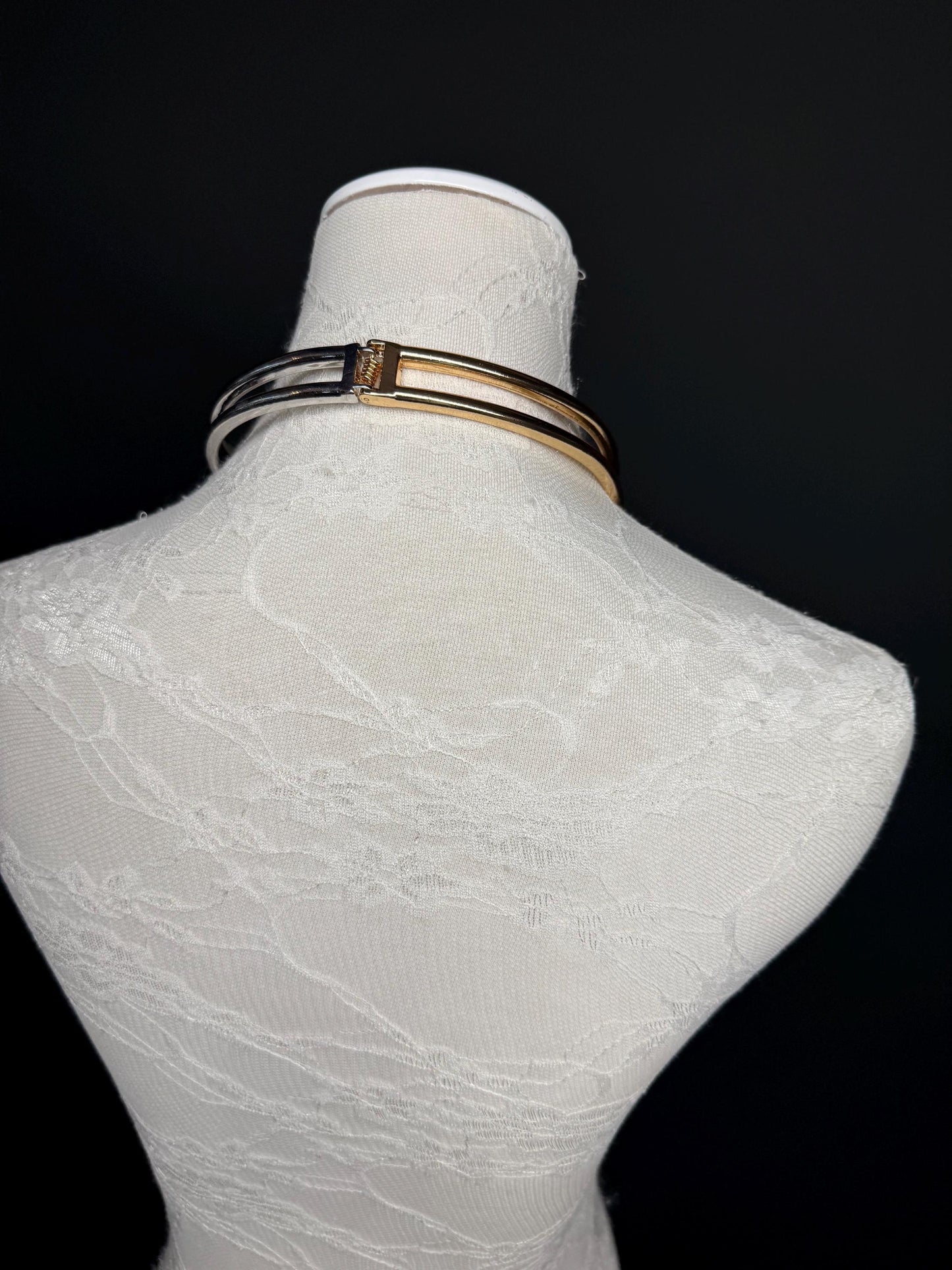 Necklace, Choker Style Necklace, Silver Gold Mix, Solid Metal, High Quality, Elegant, Gift, Necklace