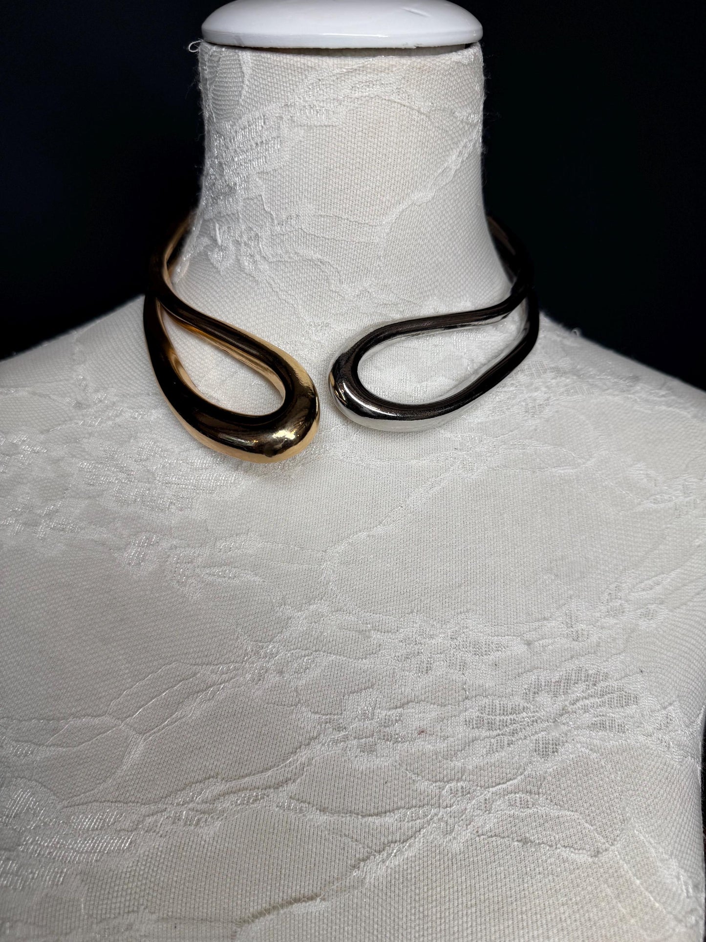 Necklace, Choker Style Necklace, Silver Gold Mix, Solid Metal, High Quality, Elegant, Gift, Necklace