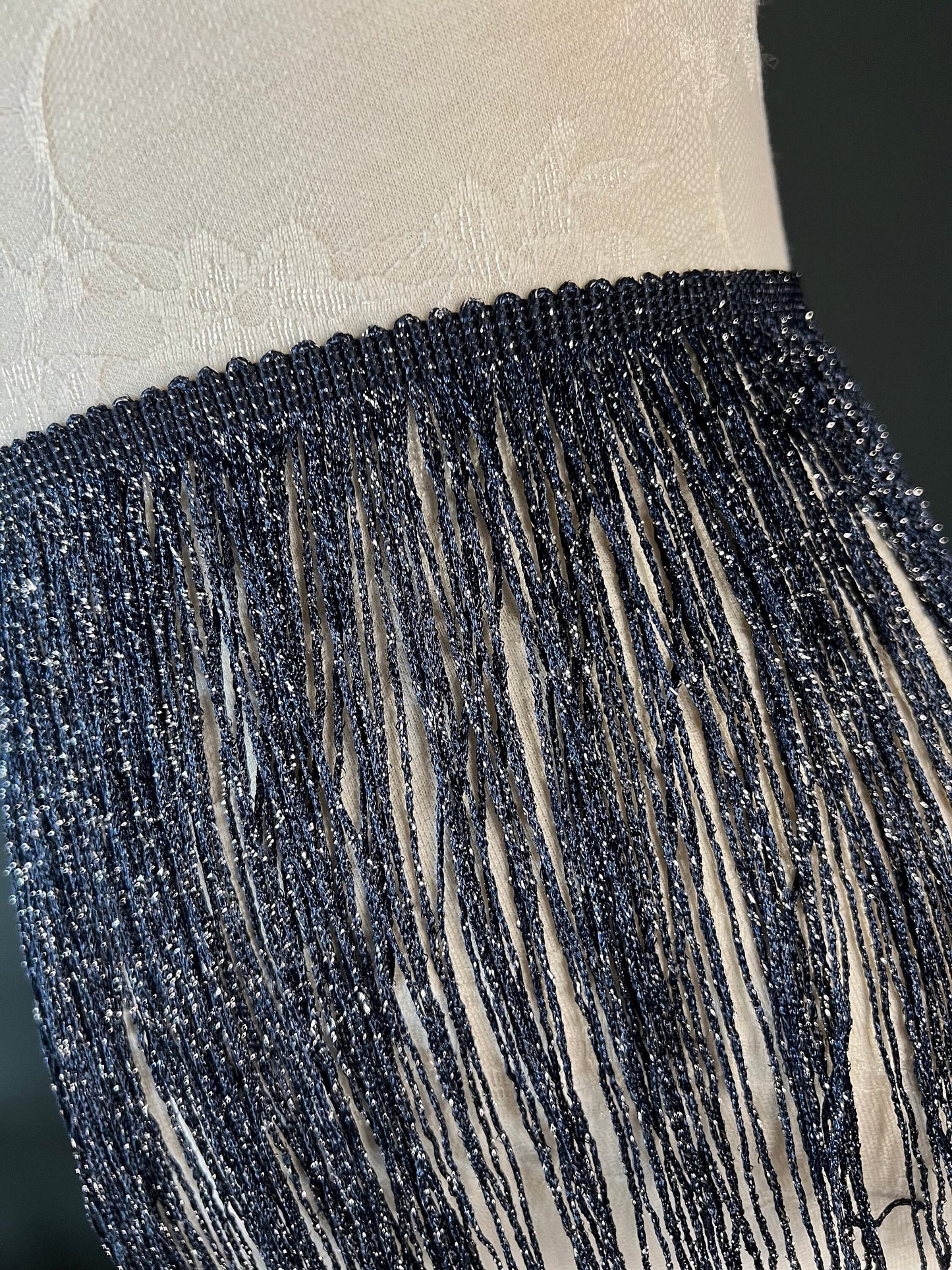 Lurex Fringe, 8” Wide, Fringe trimming, 20cm Wide Fringe, Purple, Pink, Black, Navy