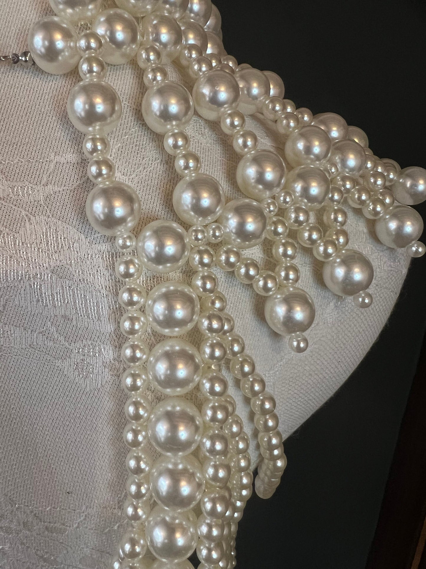 Pearl Body Chain Bra: Handmade Statement Shoulder Necklace