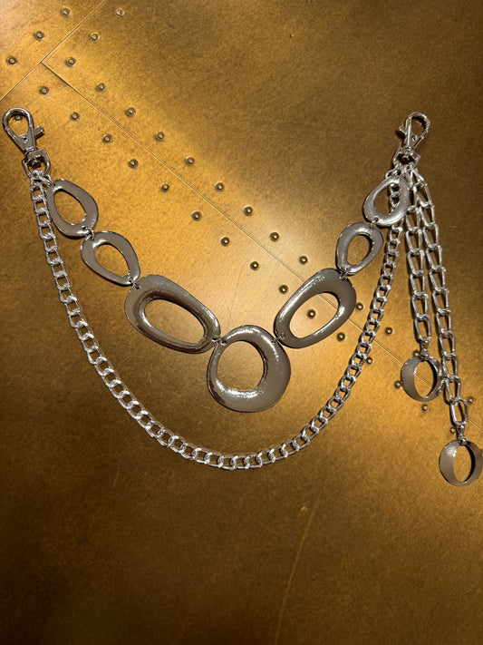 Double Row Silver Jeans Chain, Street Fashion, Hip Hop