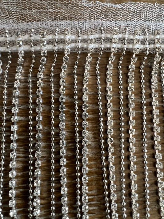 9cm Diamante Fringe Trim