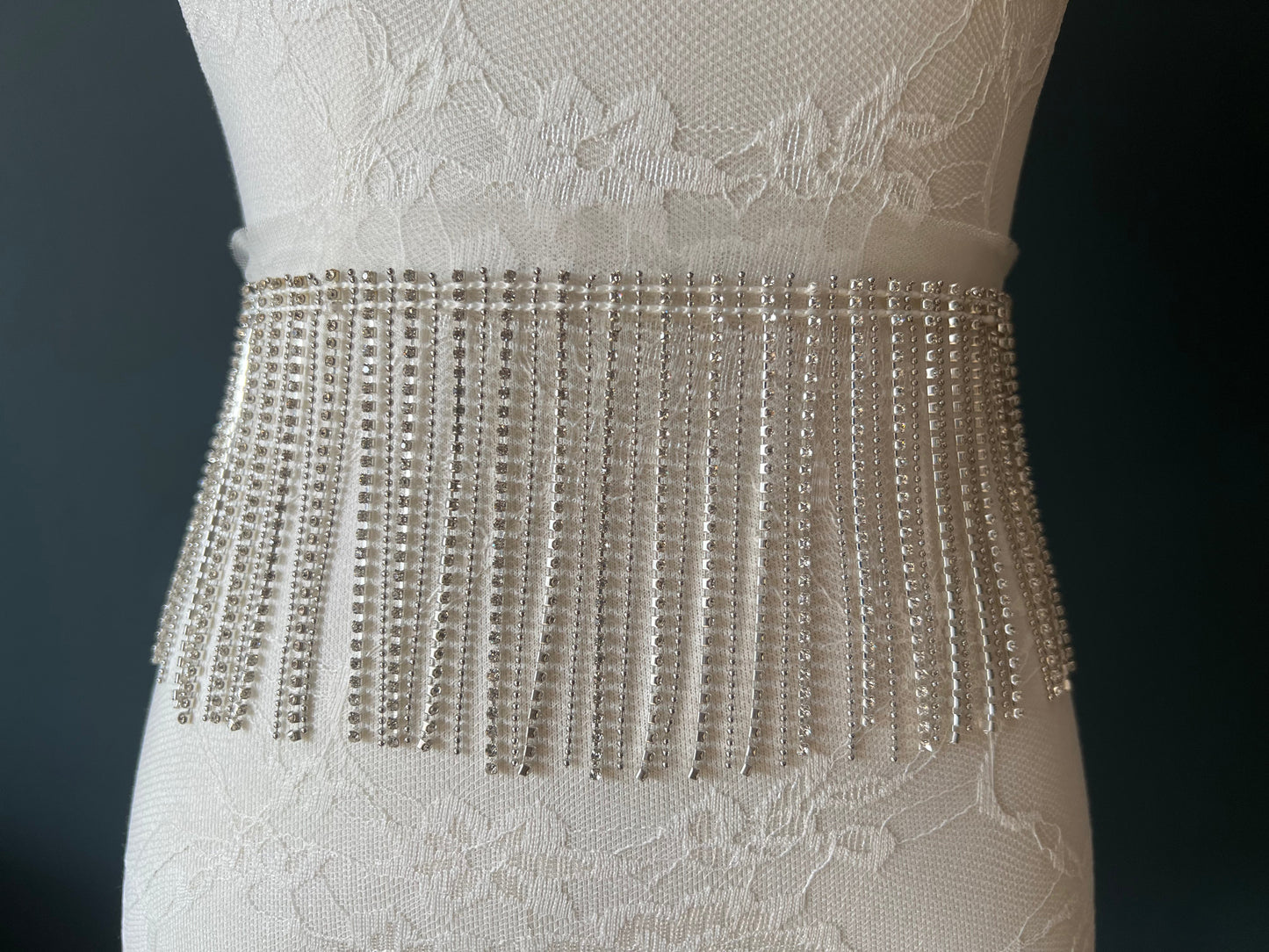 9cm Diamante Fringe Trim
