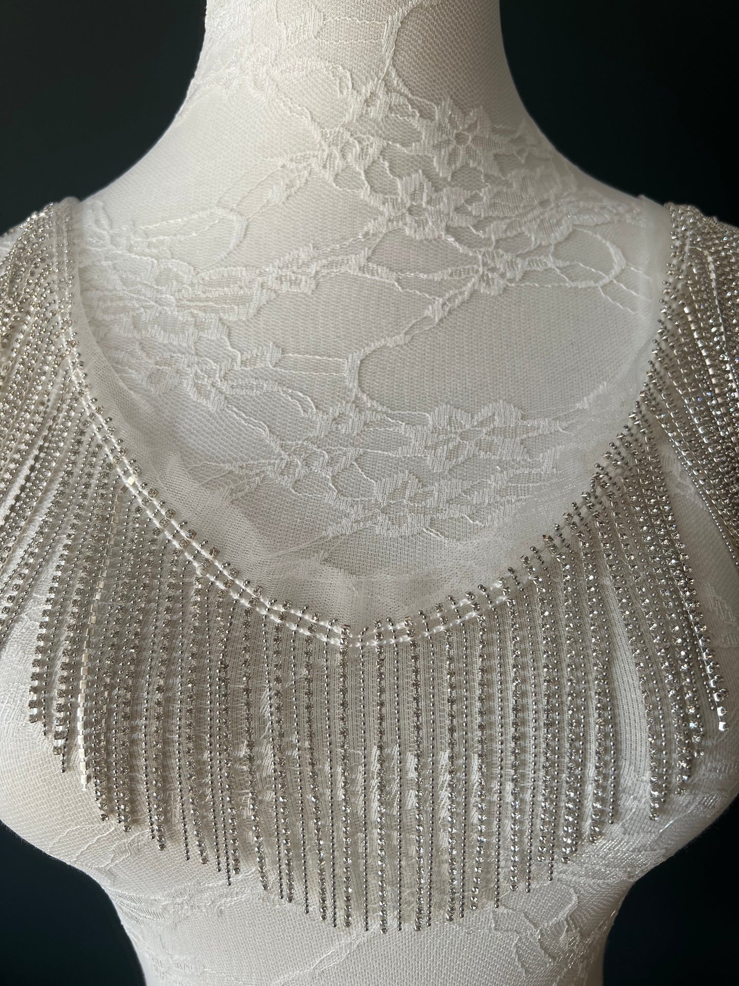 9cm Diamante Fringe Trim