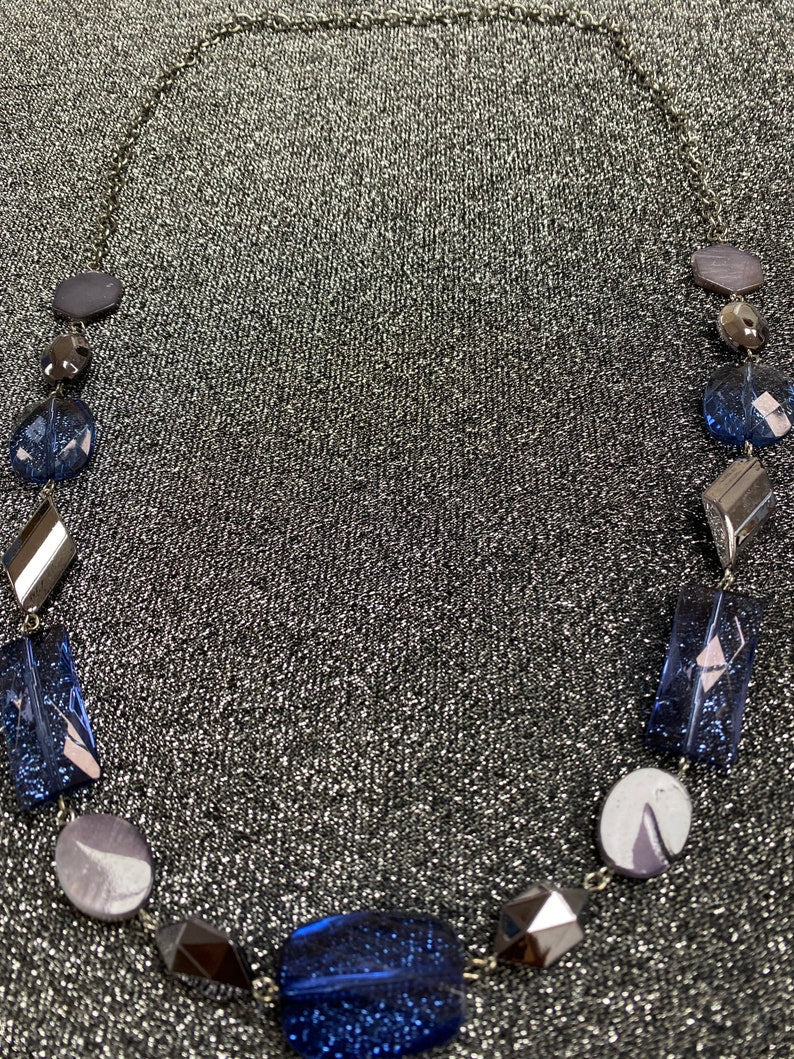 Blue Grey Beaded Necklace