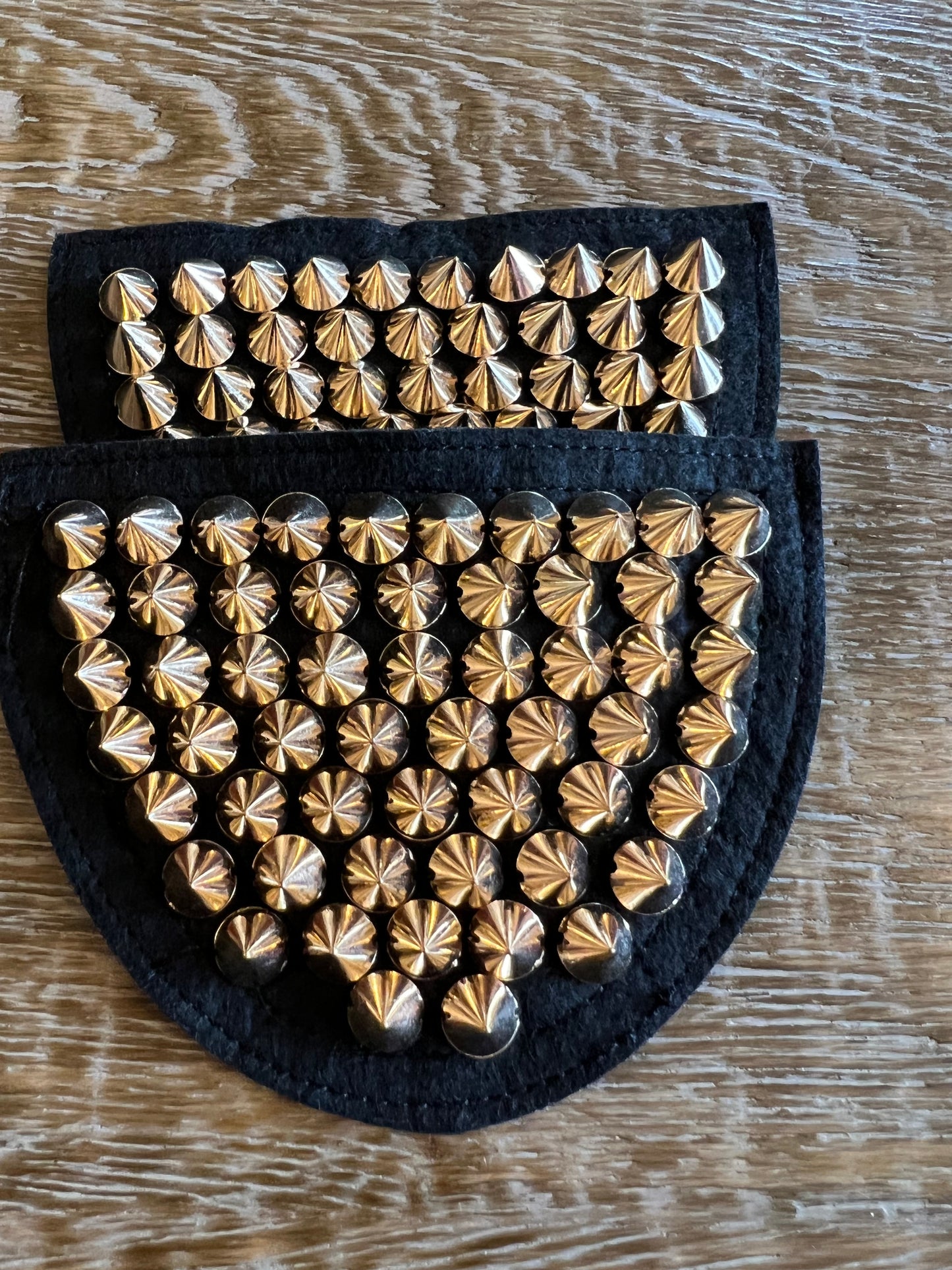 Studded Shoulder Patches - Gold curved Silver angled