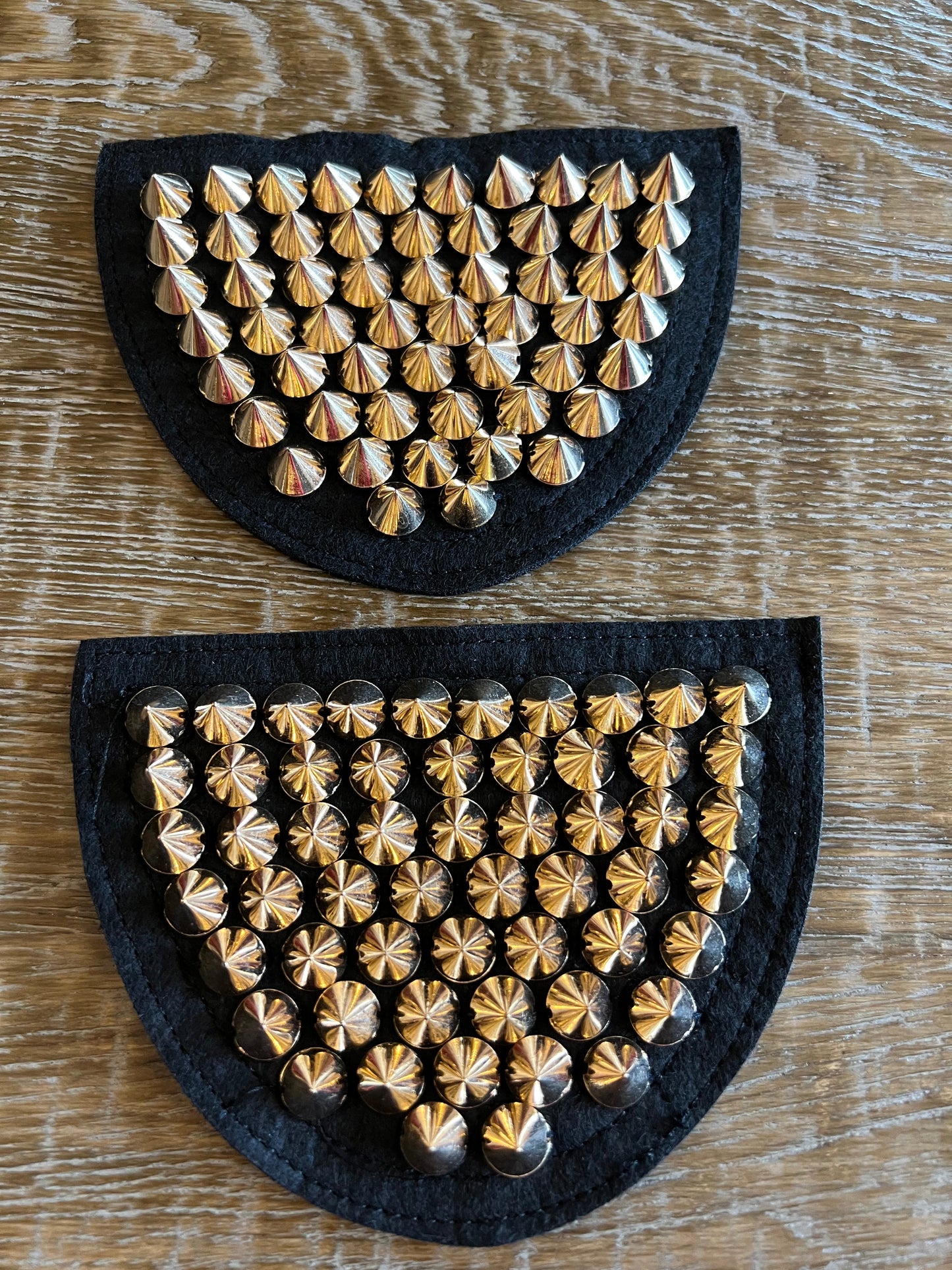 Studded Shoulder Patches - Gold curved Silver angled
