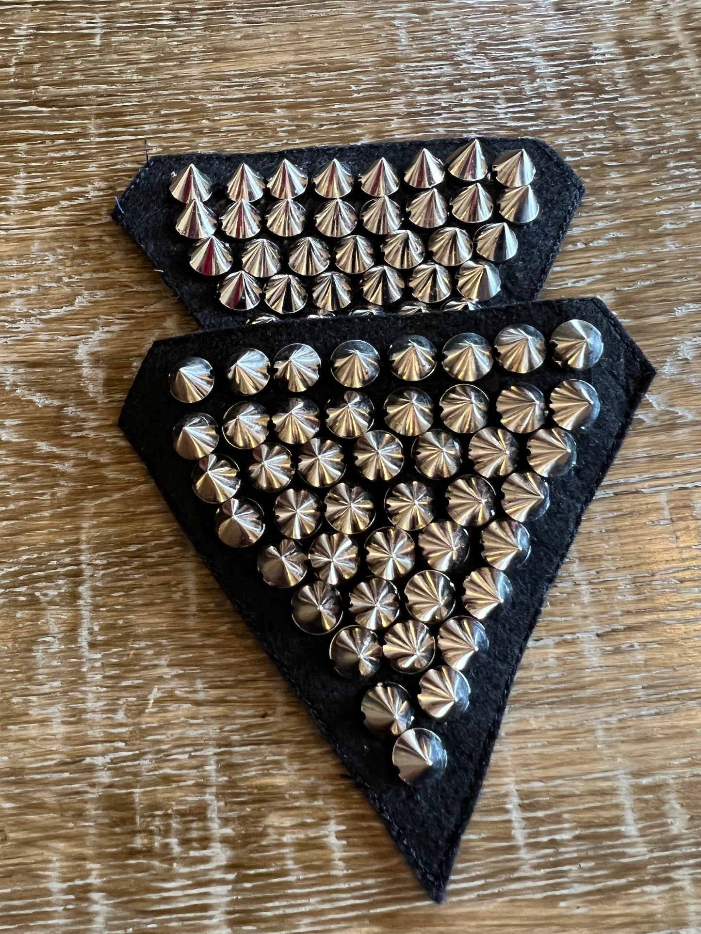 Studded Shoulder Patches - Gold curved Silver angled