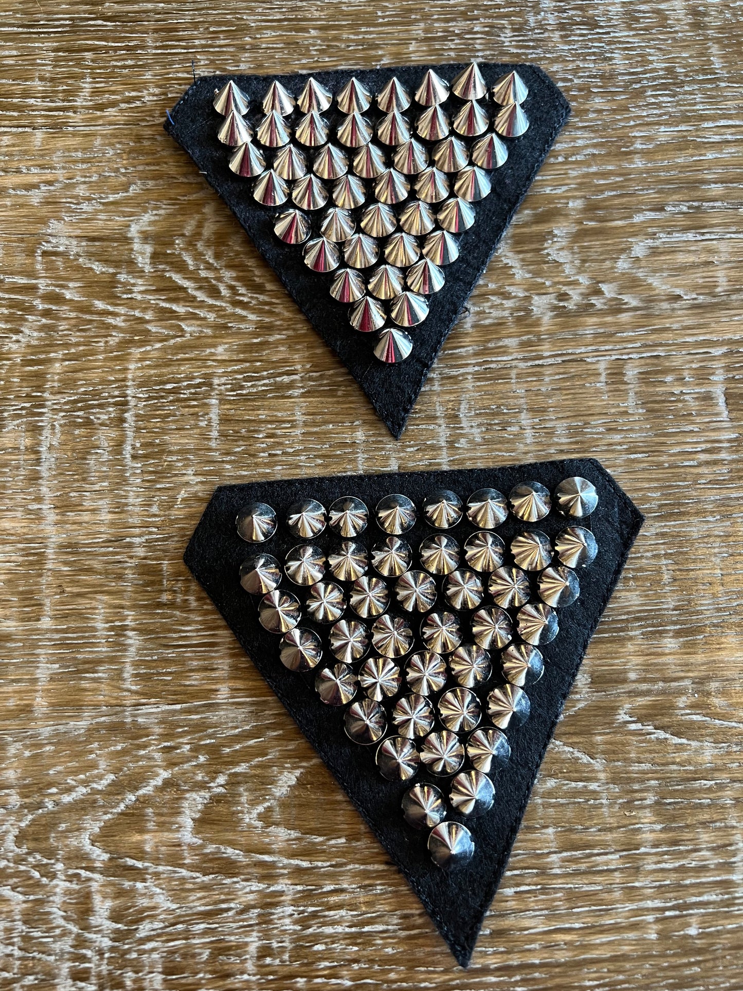 Studded Shoulder Patches - Gold curved Silver angled