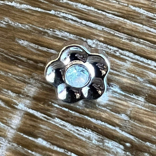 12.5mm Silver Flower Diamante Button (20L)