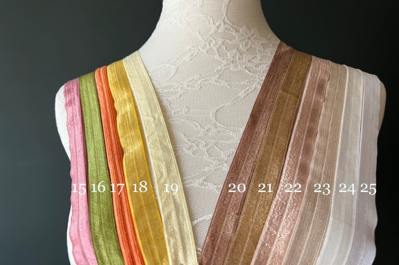 18mm Folding Elastic Satin Binding 25 Colours