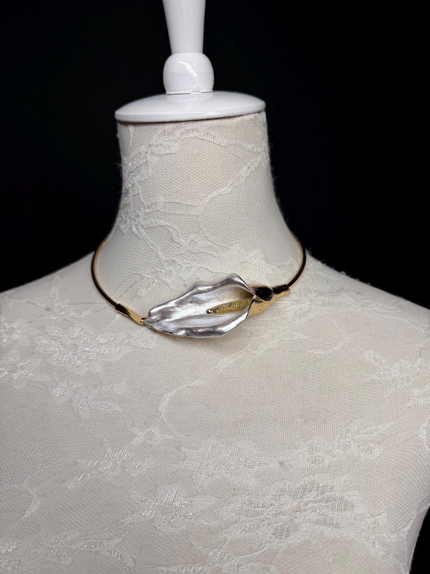 Handmade Leaf Petal Metal Choker Necklace, Bridal Weddings