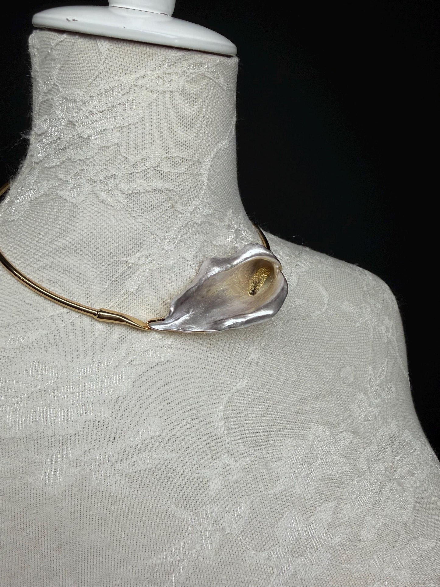 Handmade Leaf Petal Metal Choker Necklace, Bridal Weddings