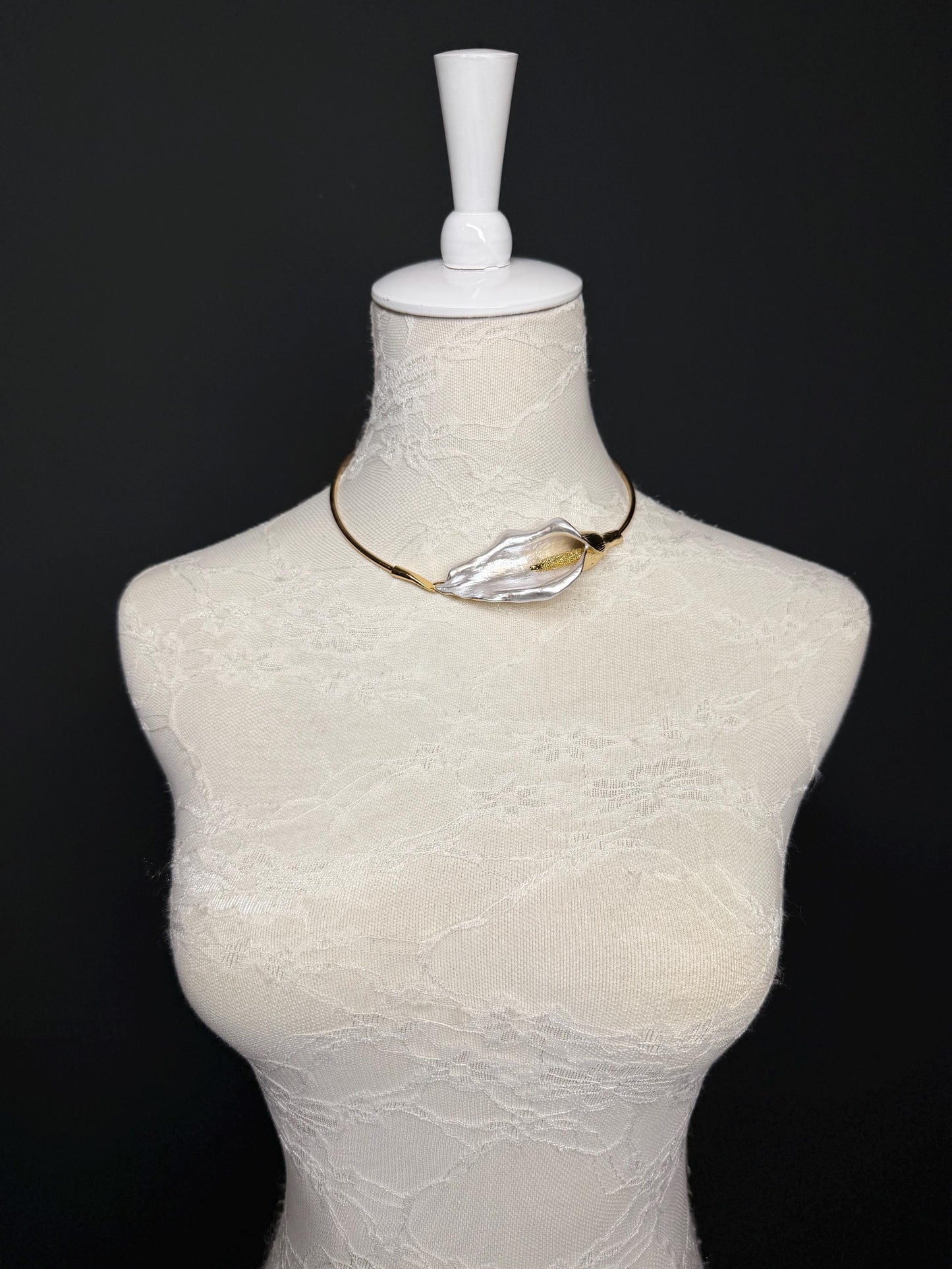 Handmade Leaf Petal Metal Choker Necklace, Bridal Weddings