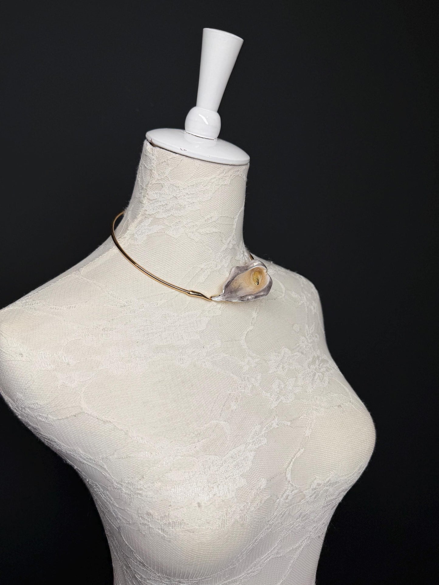 Handmade Leaf Petal Metal Choker Necklace, Bridal Weddings