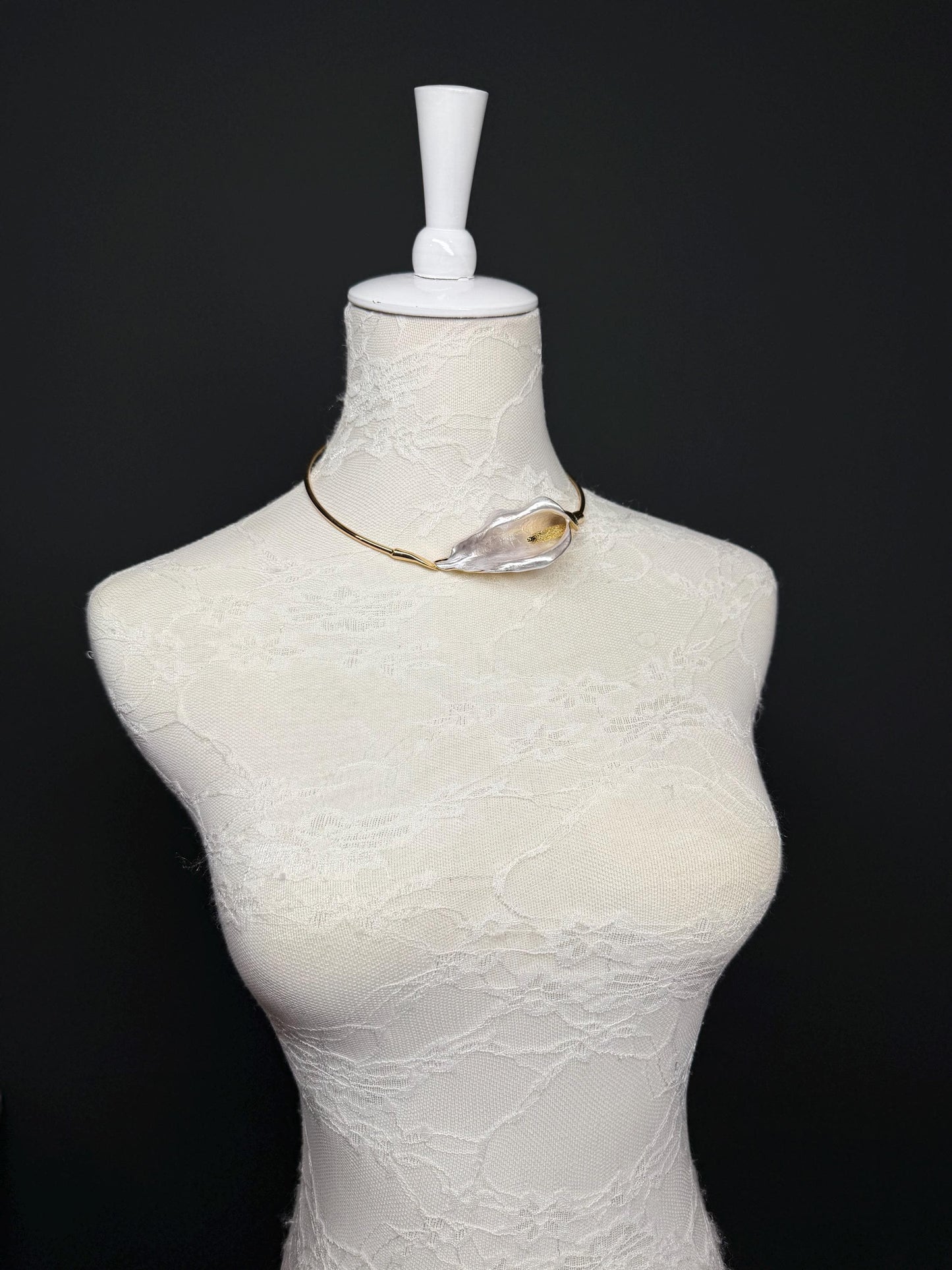 Handmade Leaf Petal Metal Choker Necklace, Bridal Weddings