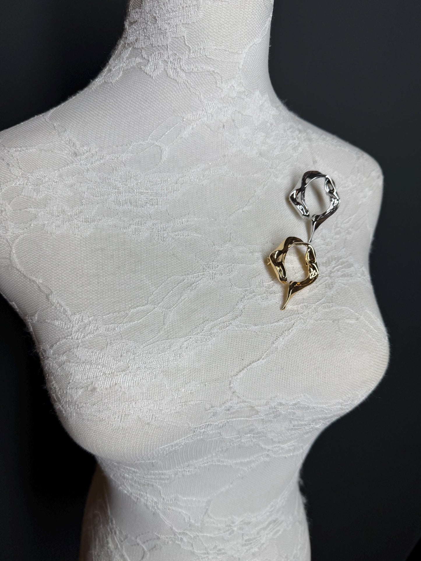 Metal Hammered Brooch, Solid Metal Brooch, Pin on, Jewellery, Accessory, 2” Wide, Unusual, Gift, FAN Design, Brooches, Gold, Silver, Elegant