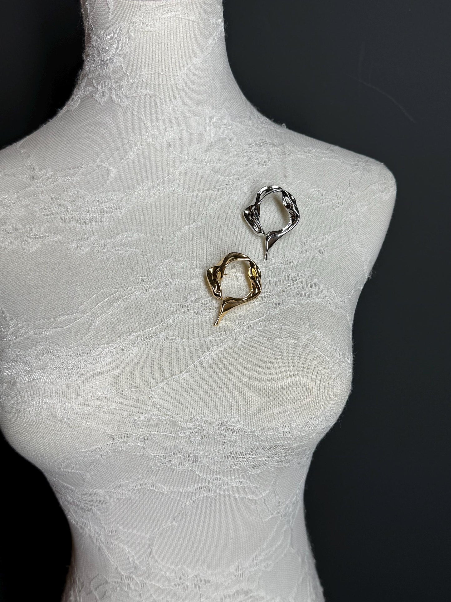 Metal Hammered Brooch, Solid Metal Brooch, Pin on, Jewellery, Accessory, 2” Wide, Unusual, Gift, FAN Design, Brooches, Gold, Silver, Elegant