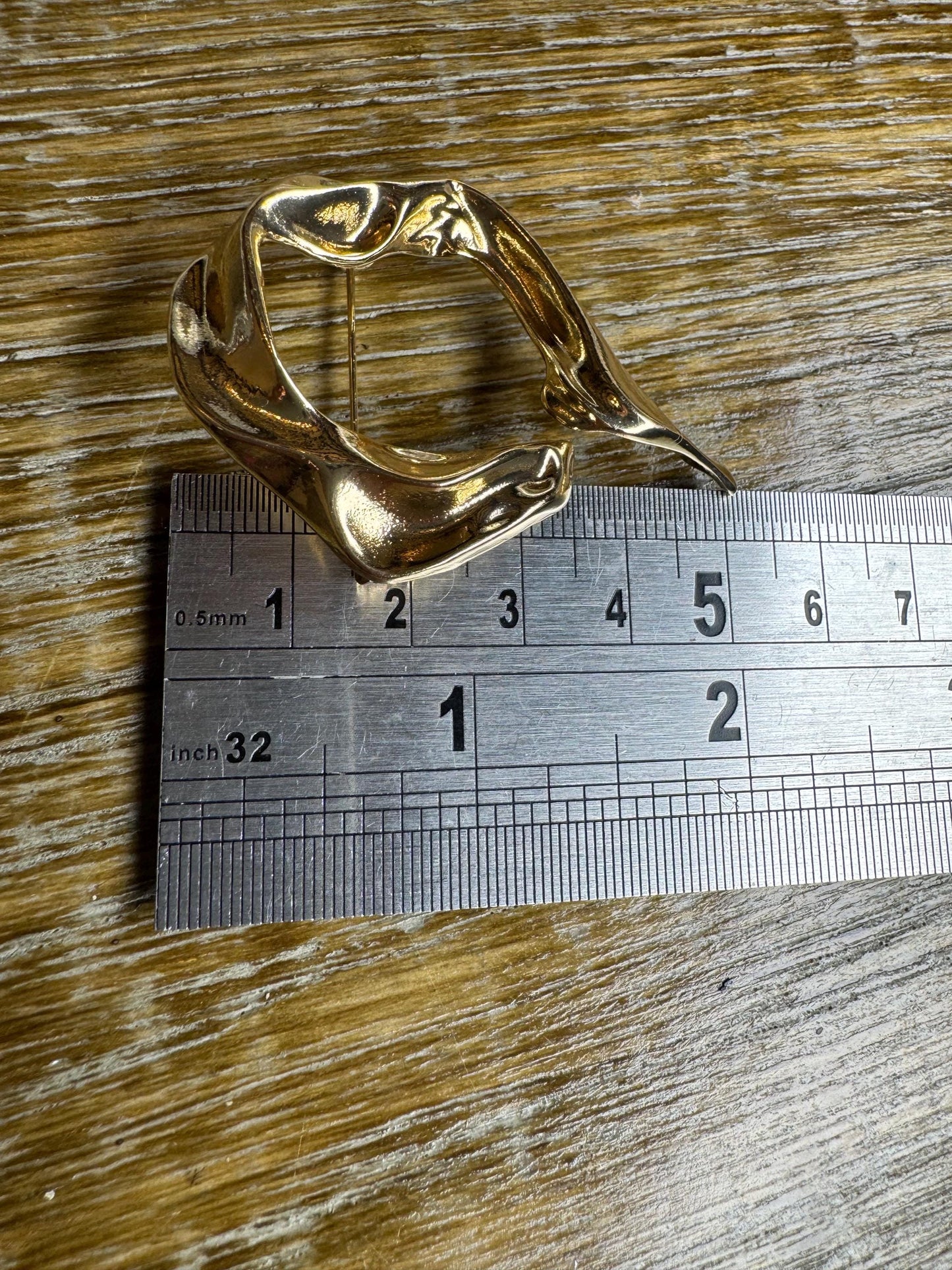 Metal Hammered Brooch, Solid Metal Brooch, Pin on, Jewellery, Accessory, 2” Wide, Unusual, Gift, FAN Design, Brooches, Gold, Silver, Elegant