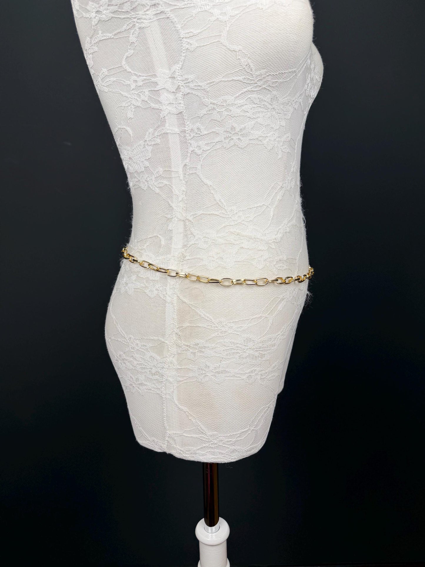 X-Long Gold Metal Tassel Chain Belt, Lightweight, Swimwear, Dresses, FAN Design, Dress Belt, Gift, Custom Sizes, Fashion