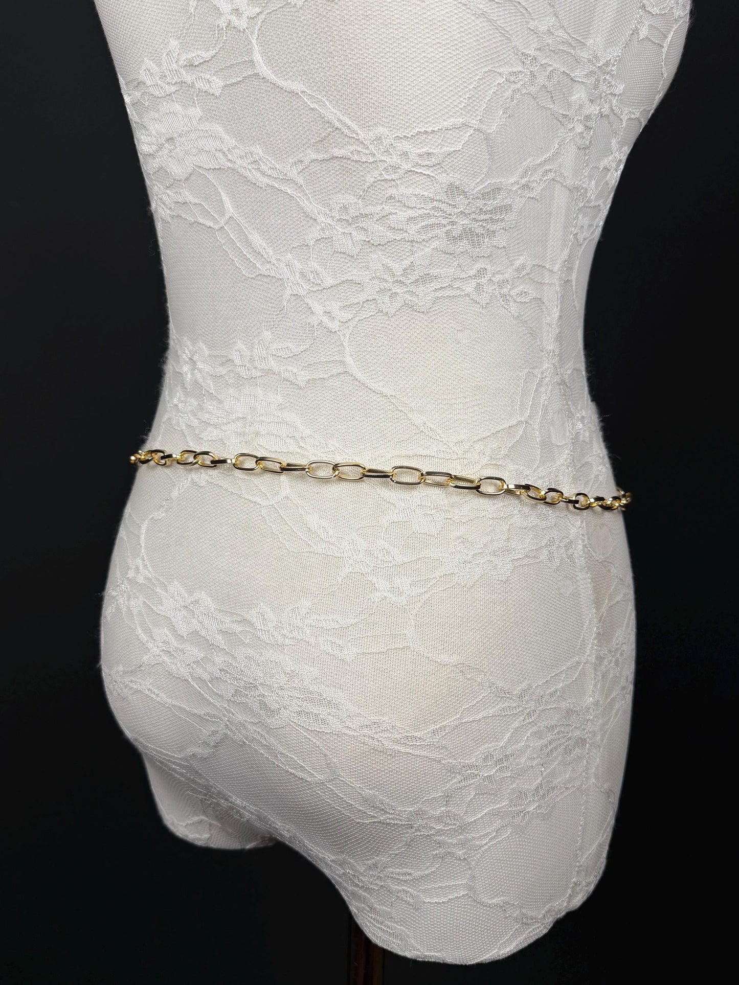 X-Long Gold Metal Tassel Chain Belt, Lightweight, Swimwear, Dresses, FAN Design, Dress Belt, Gift, Custom Sizes, Fashion
