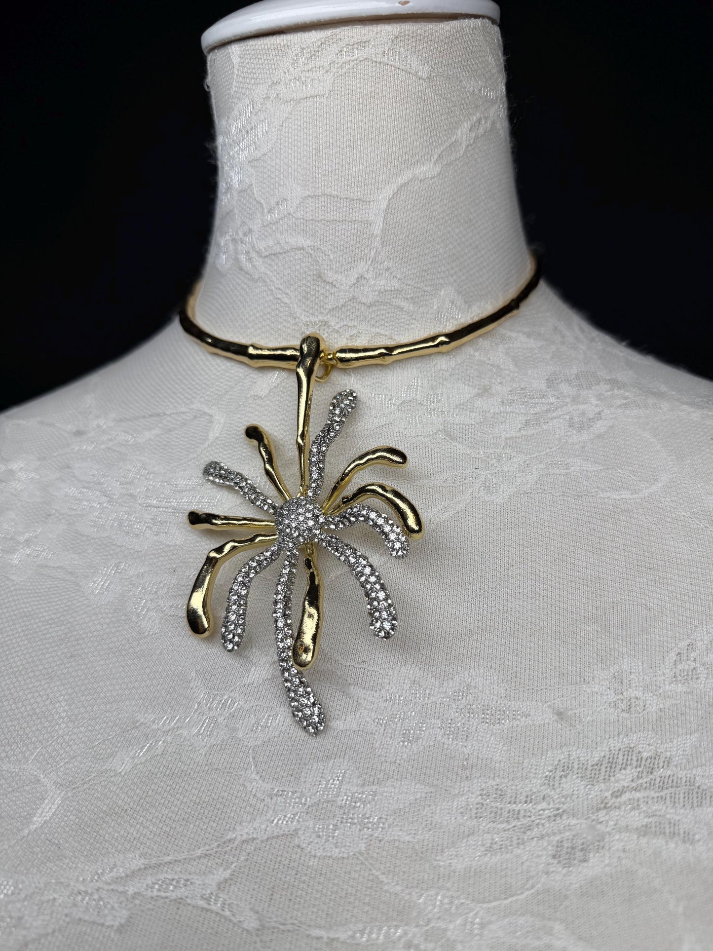 Elegant Gold Rhinestone Choker Necklace