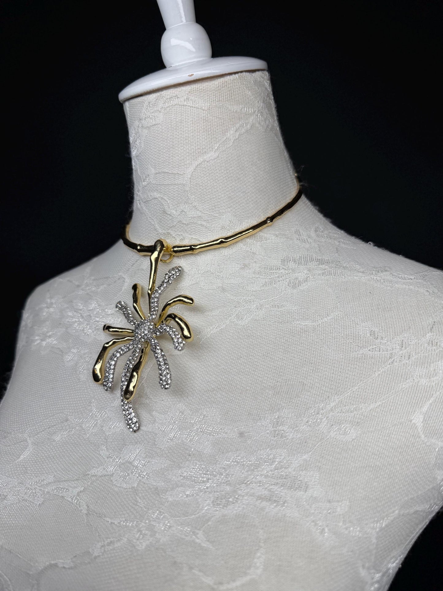 Elegant Gold Rhinestone Choker Necklace