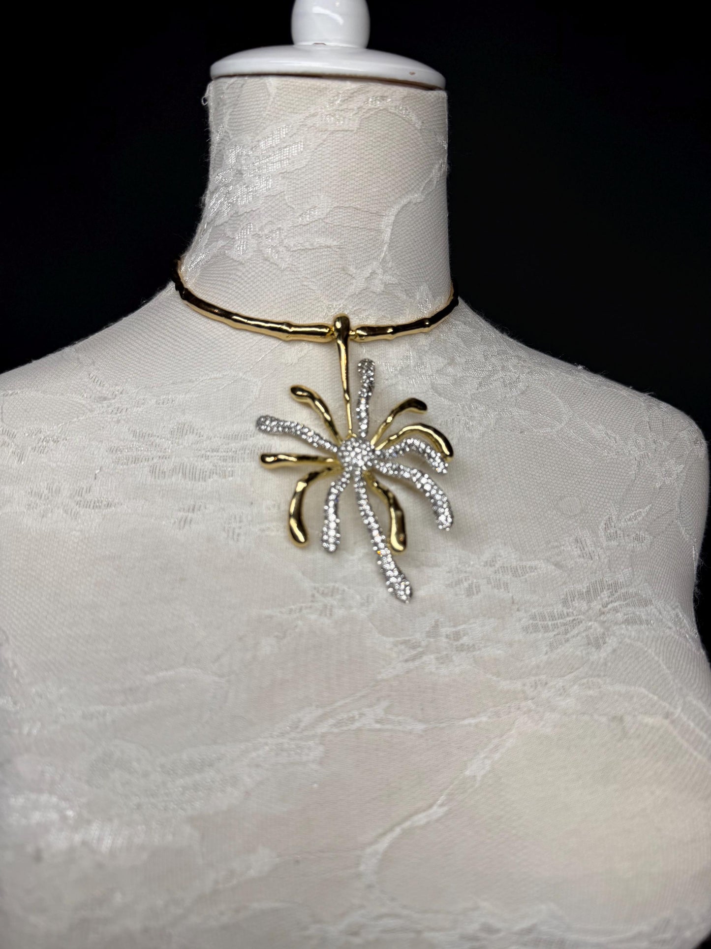 Elegant Gold Rhinestone Choker Necklace