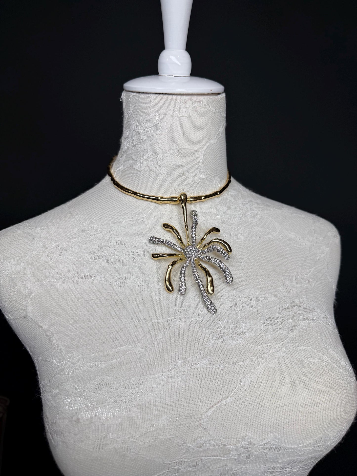 Elegant Gold Rhinestone Choker Necklace