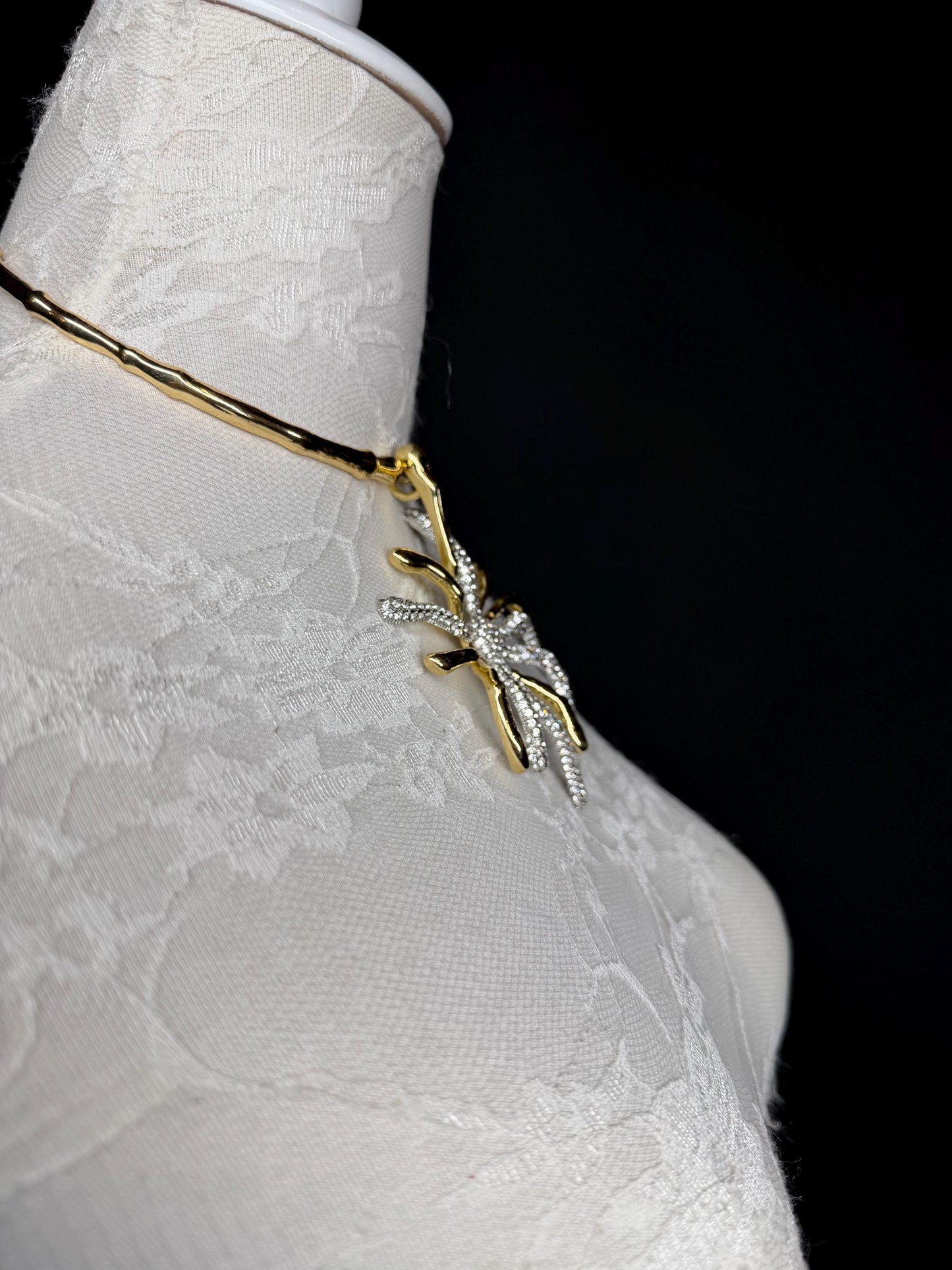 Elegant Gold Rhinestone Choker Necklace