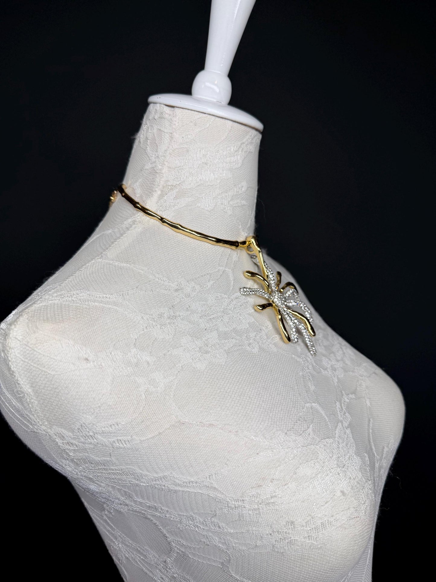 Elegant Gold Rhinestone Choker Necklace