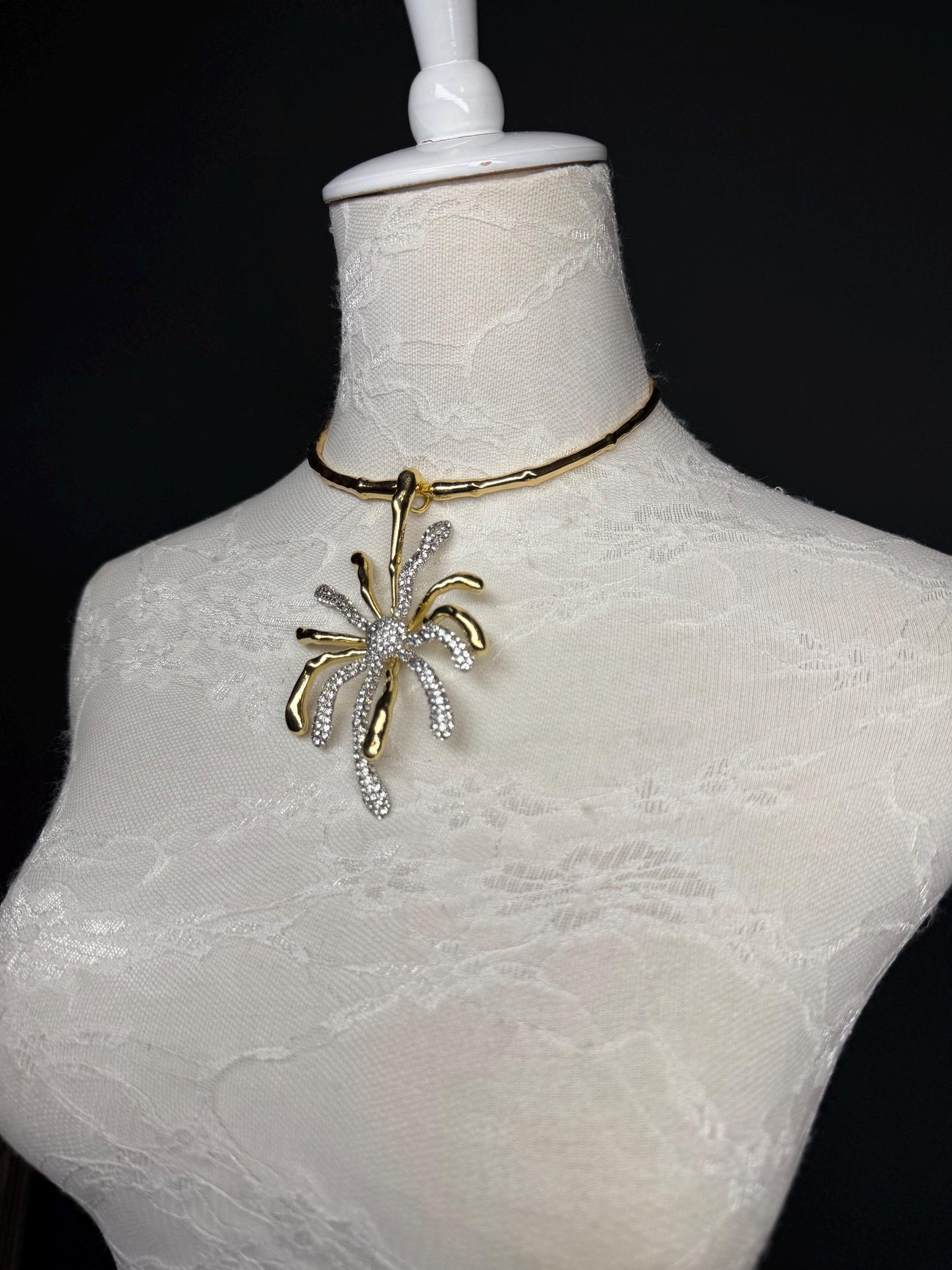 Elegant Gold Rhinestone Choker Necklace