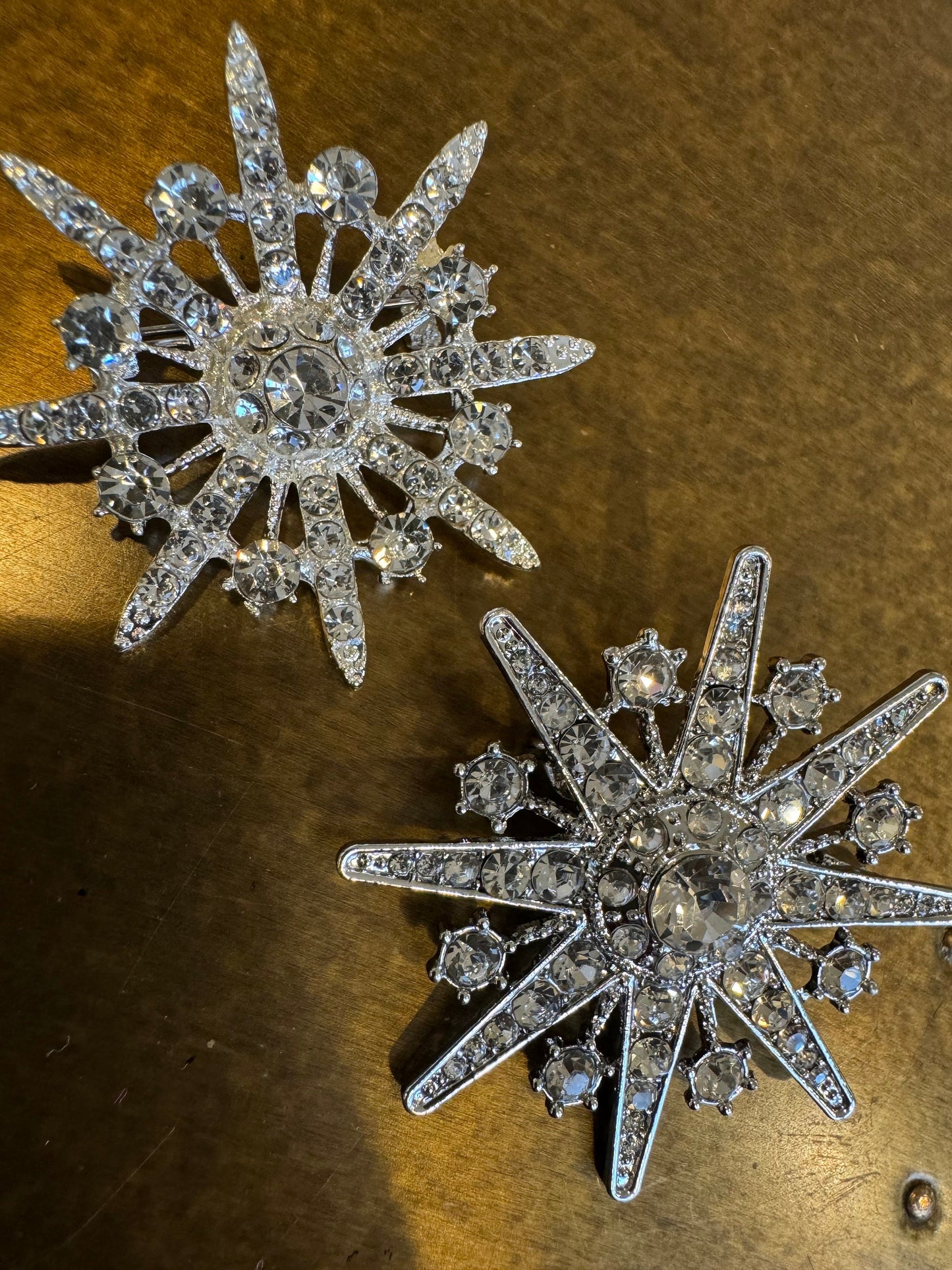 Rhinestone Brooch, 1.5”, 1 3/4” Size, Star Brooch, Diamanté Brooch, Silver, Gold, Jewel Brooch, Gift, Quality Brooch, Snowflake Brooch