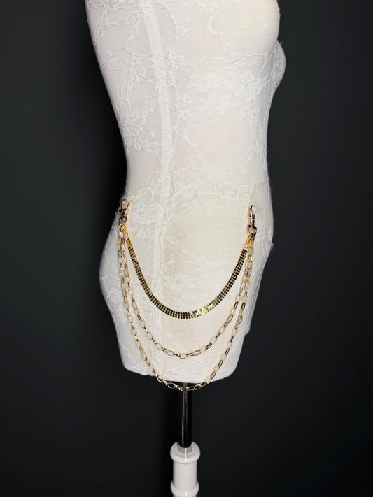 Multi-Layer Jeans Chain, Hip Hop Street Fashion, Custom Sizes, Silver, Gold