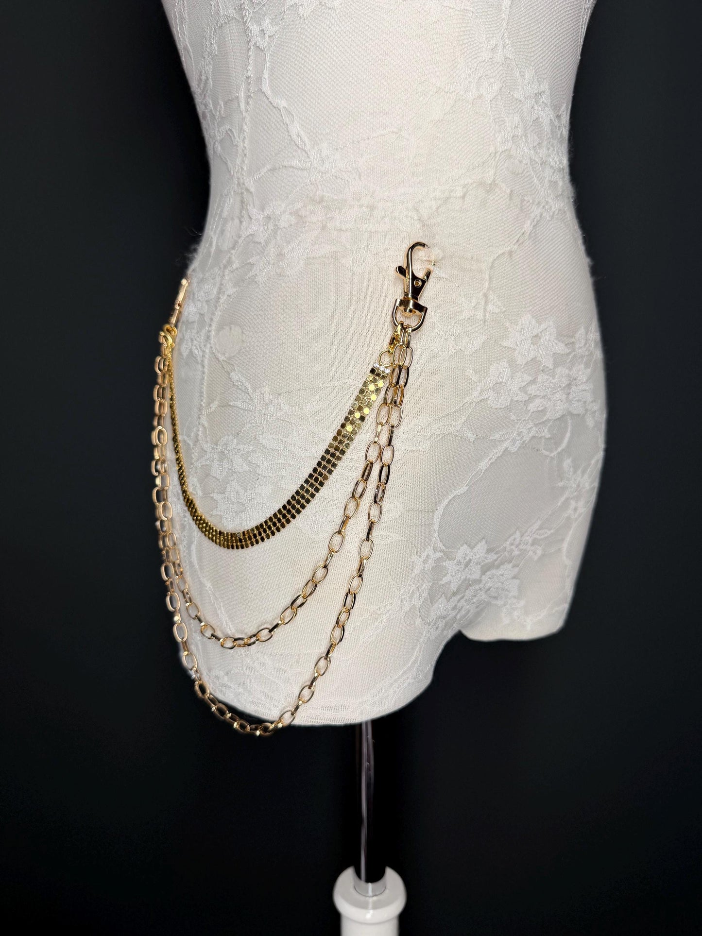 Multi-Layer Jeans Chain, Hip Hop Street Fashion, Custom Sizes, Silver, Gold