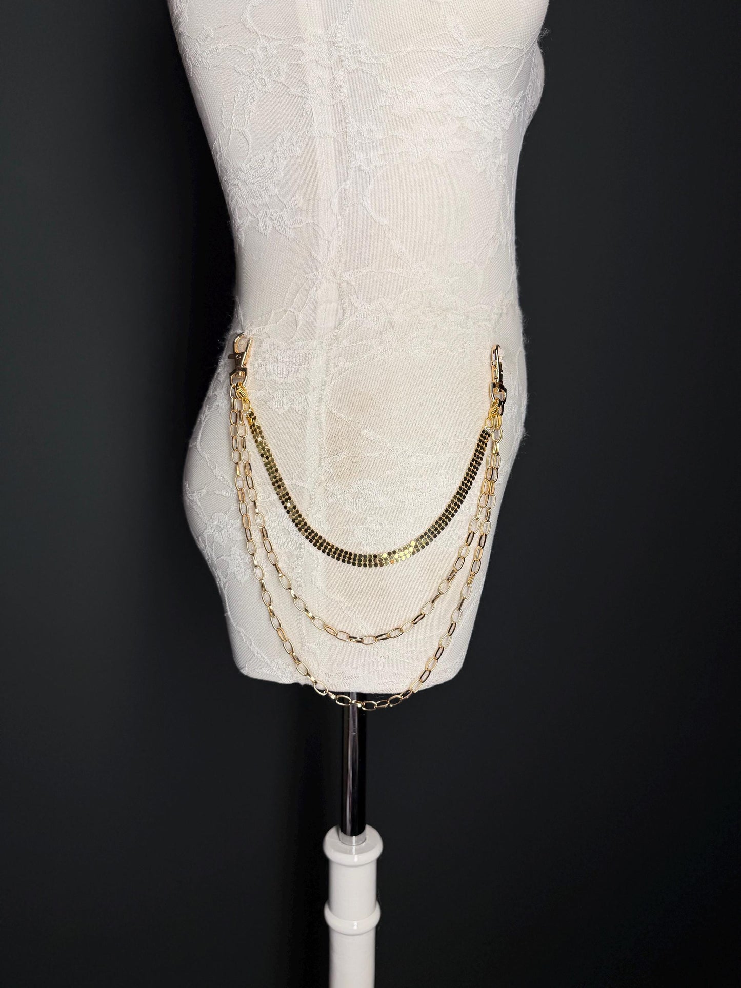 Multi-Layer Jeans Chain, Hip Hop Street Fashion, Custom Sizes, Silver, Gold
