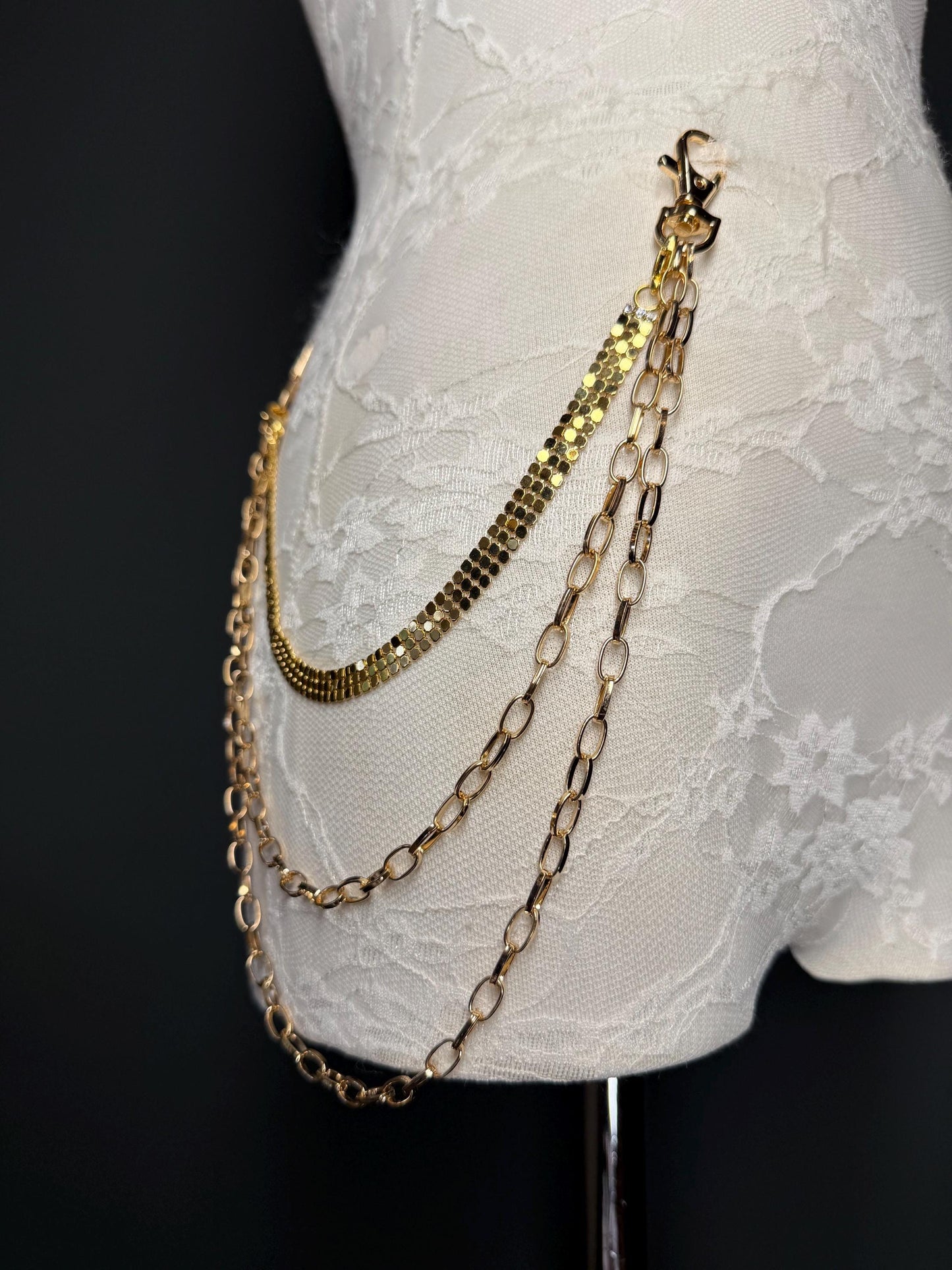 Multi-Layer Jeans Chain, Hip Hop Street Fashion, Custom Sizes, Silver, Gold