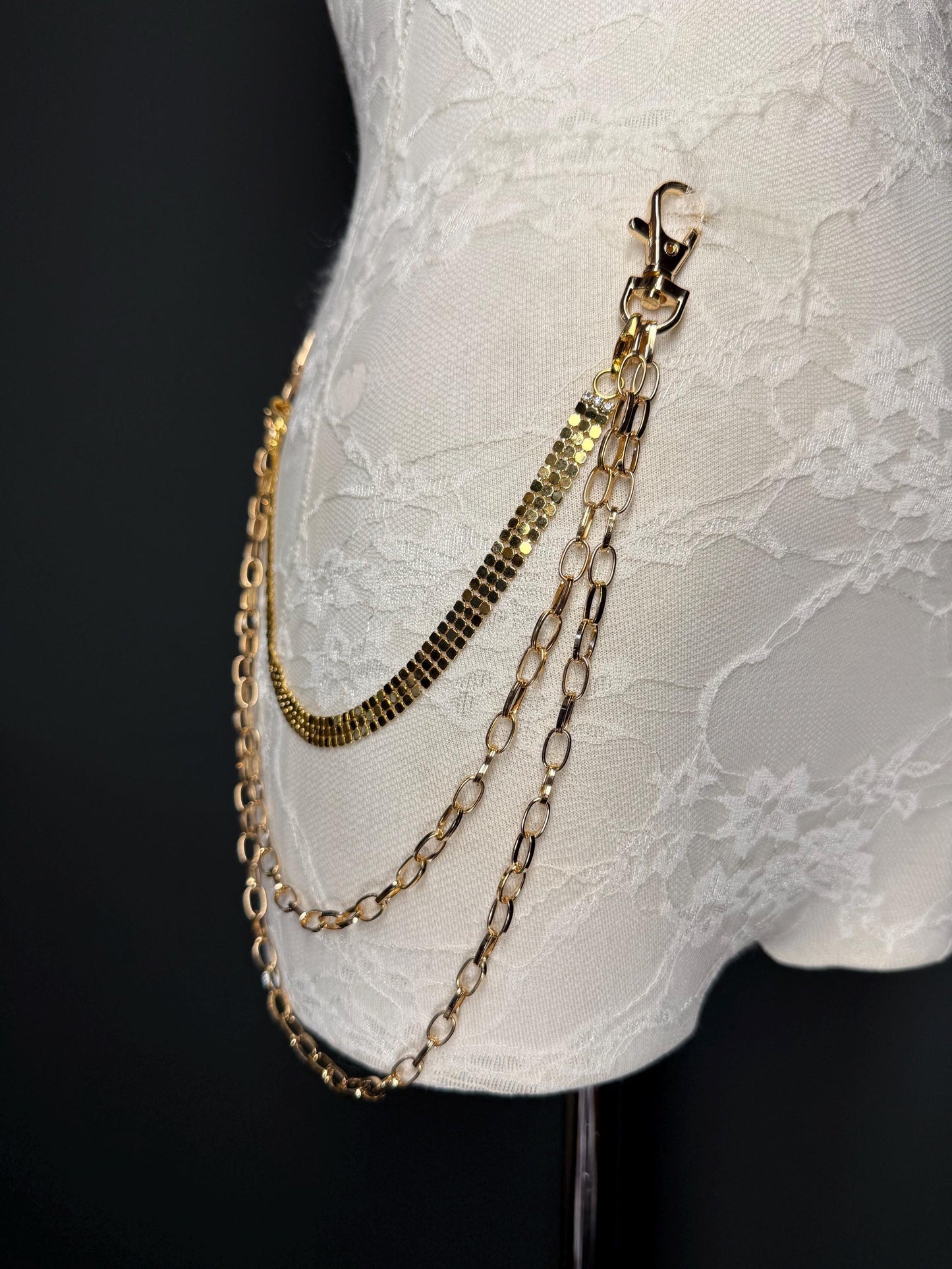 Multi-Layer Jeans Chain, Hip Hop Street Fashion, Custom Sizes, Silver, Gold