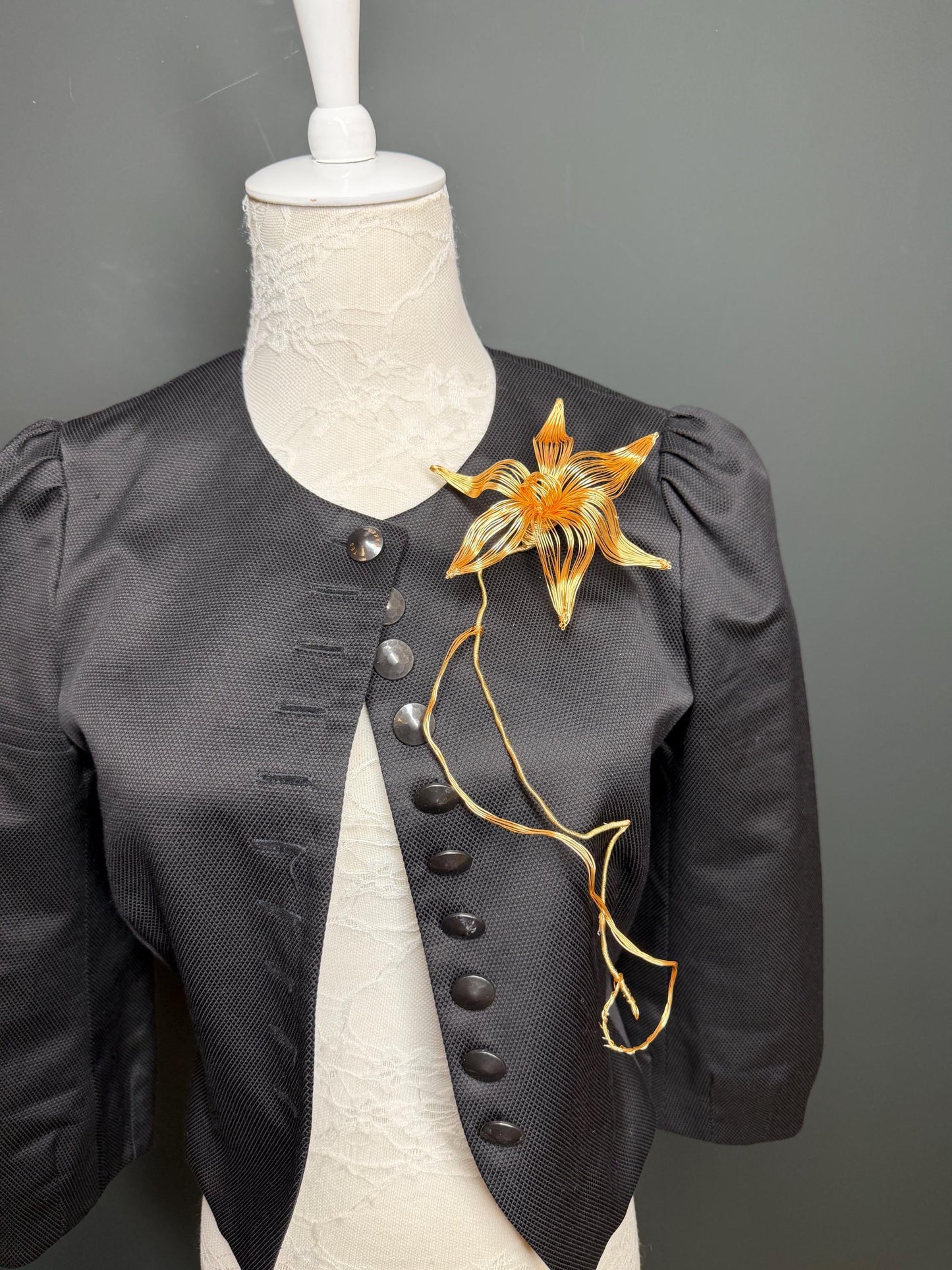 Large Floral Metal Brooch, Statement Jewelry