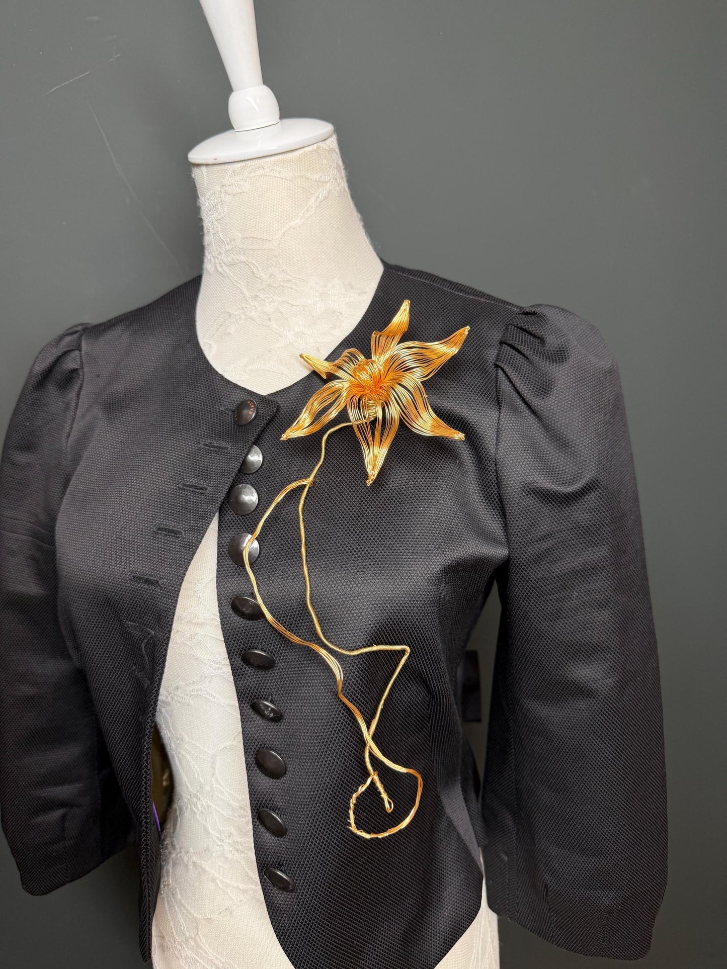 Large Floral Metal Brooch, Statement Jewelry