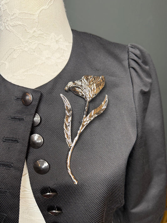 Large Floral Metal Brooch, Statement Jewelry